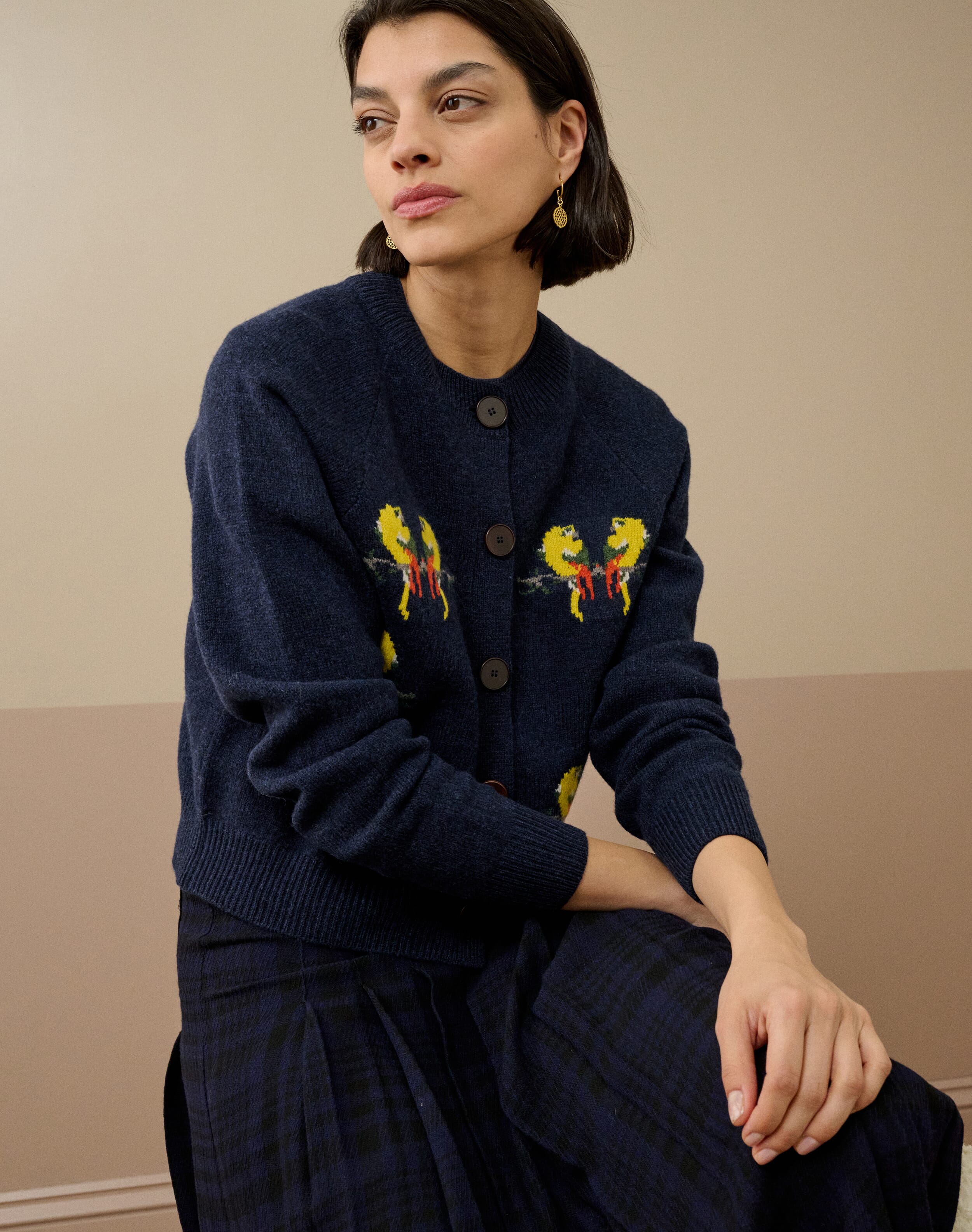 Supersoft Lambswool Parrot Cardigan in Neptune | Brora Clearance