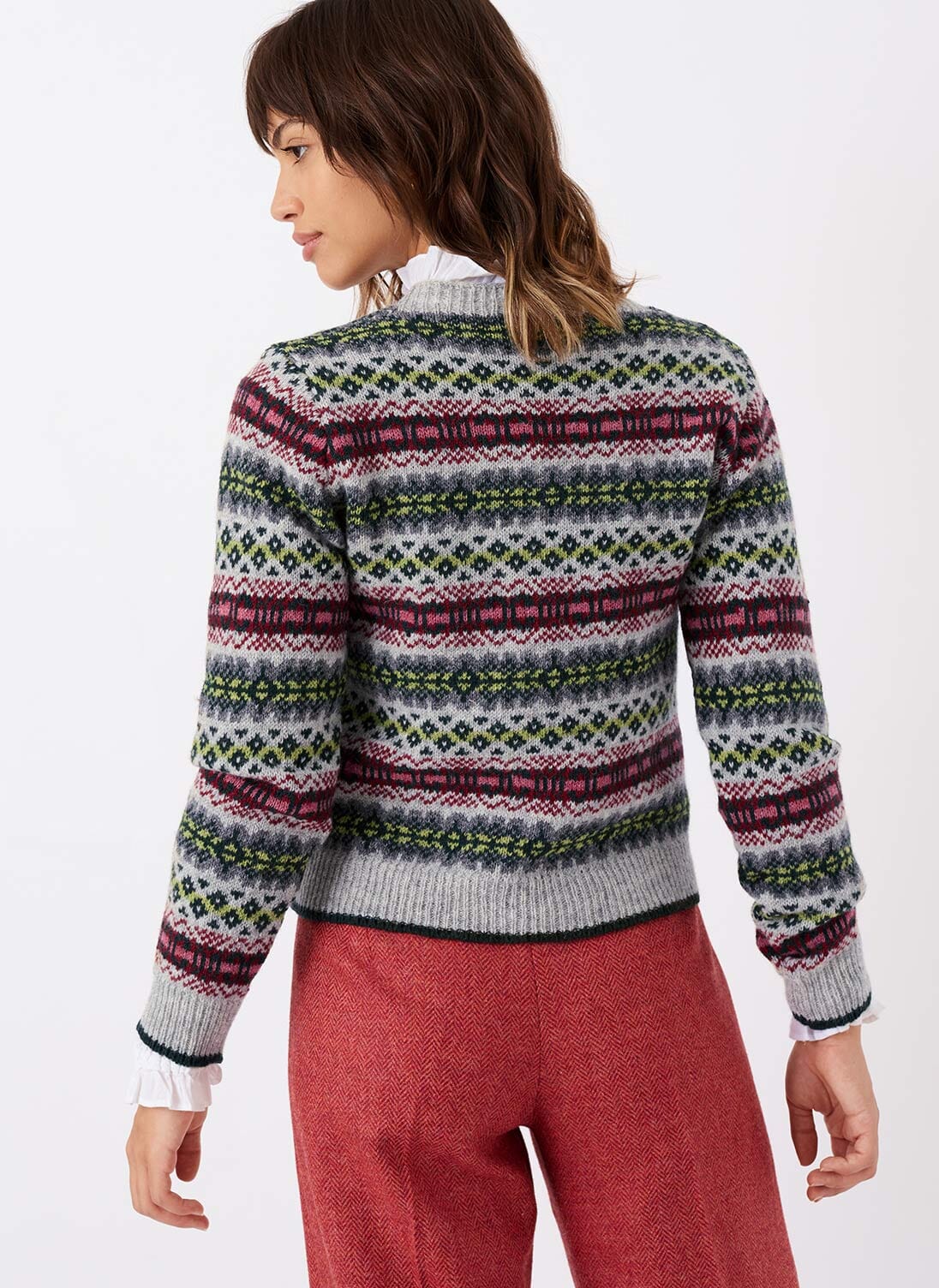 Silver Wool Fair Isle Cardigan | Women's Fair Isle | Brora