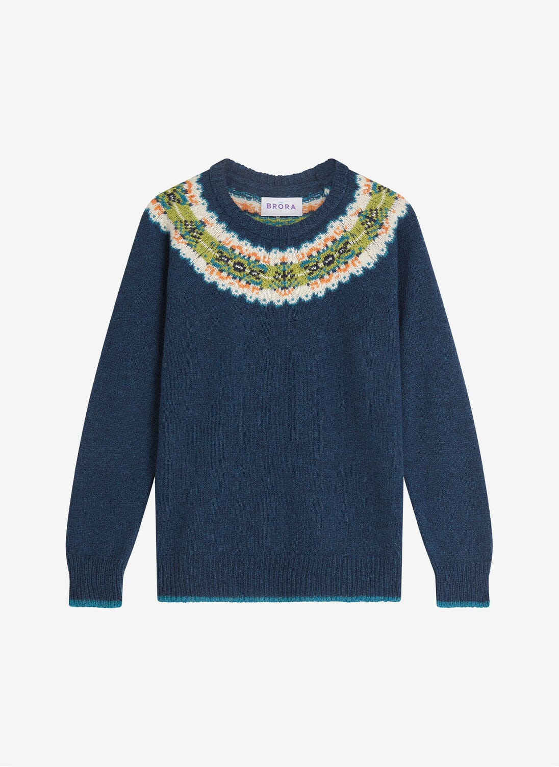 Kingfisher Wool Fair Isle Yoke Jumper Jumpers Brora Online