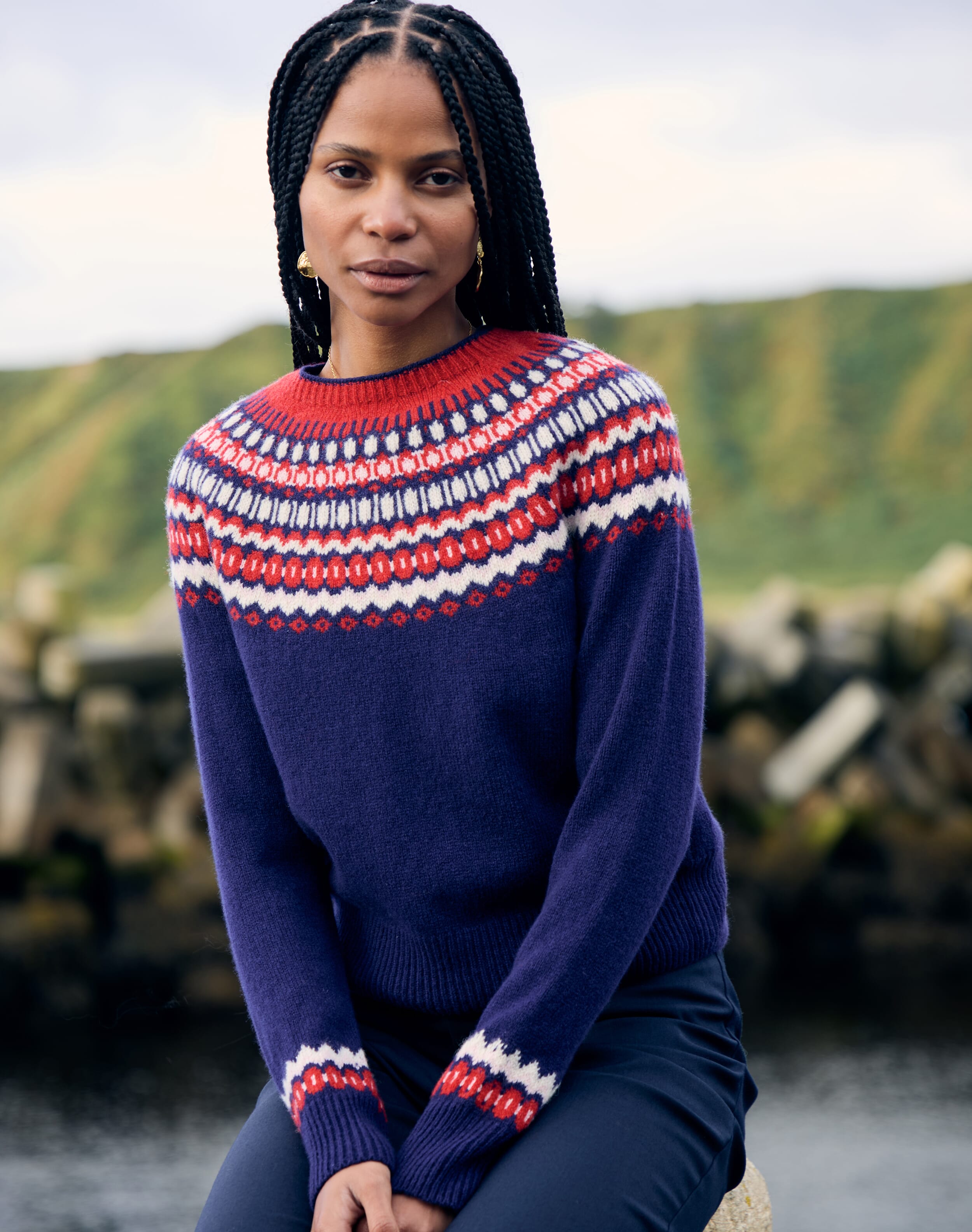 Brora Supersoft Lambswool Fair Isle Yoke Jumper