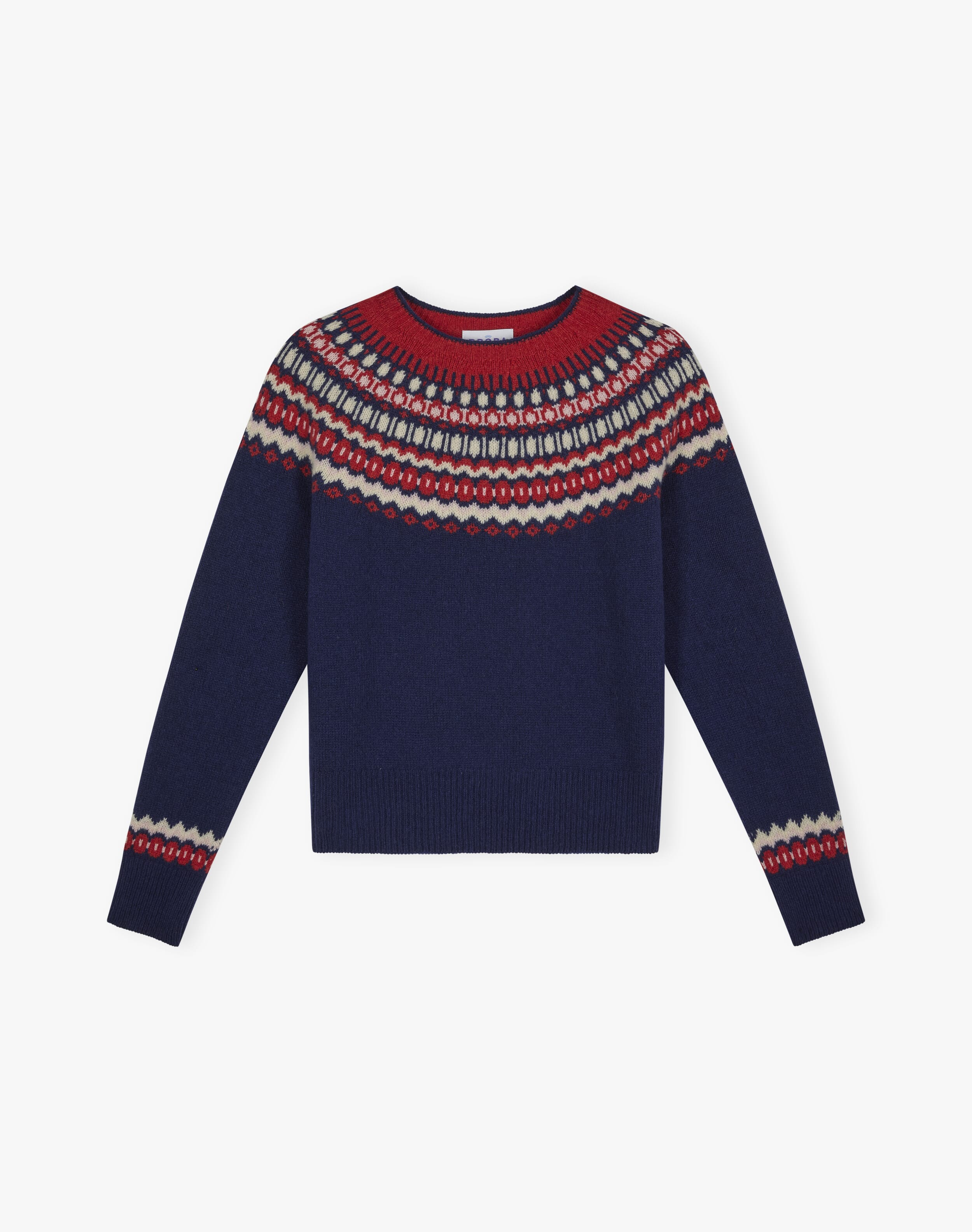 Lambswool Fairisle Yoke Jumper in Navy Women's Brora