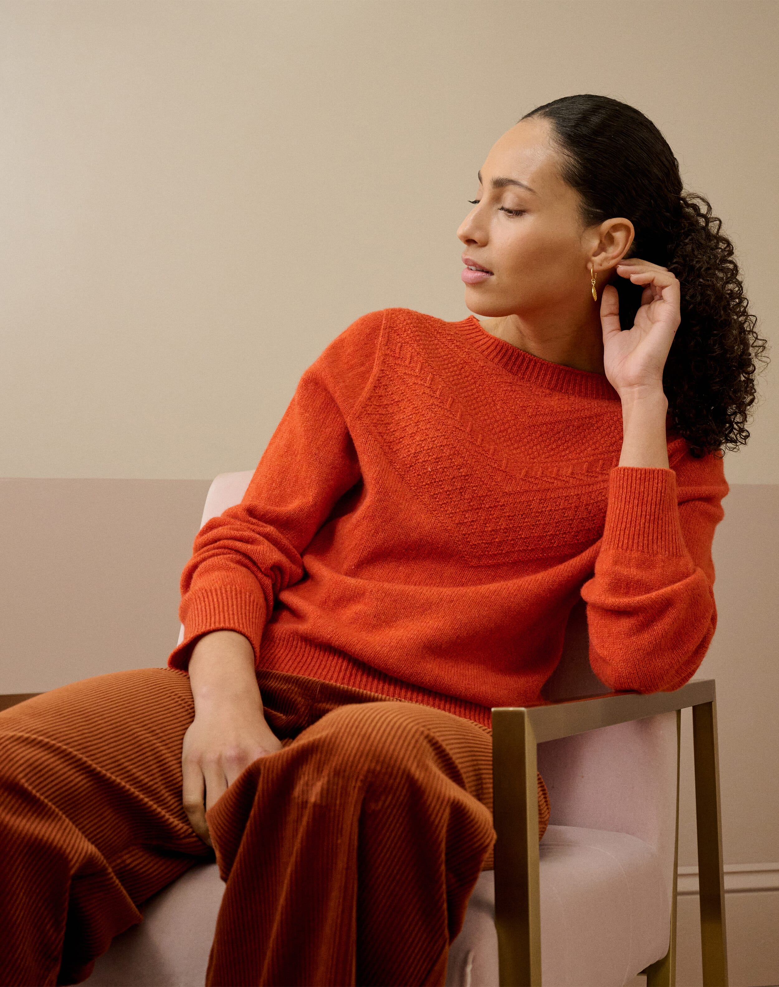 Brora Supersoft Lambswool Guernsey Jumper Burnt orange