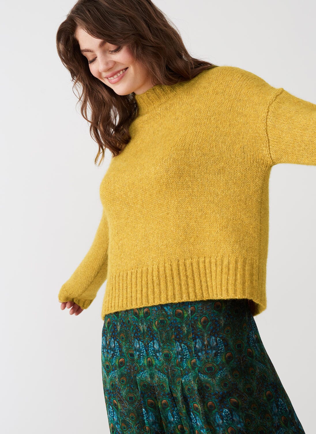 Mustard Alpaca Funnel Neck Boxy Jumper Women s Knitwear Brora mustard-alpaca-funnel-neck-boxy-jumper-women-s-knitwear-brora
