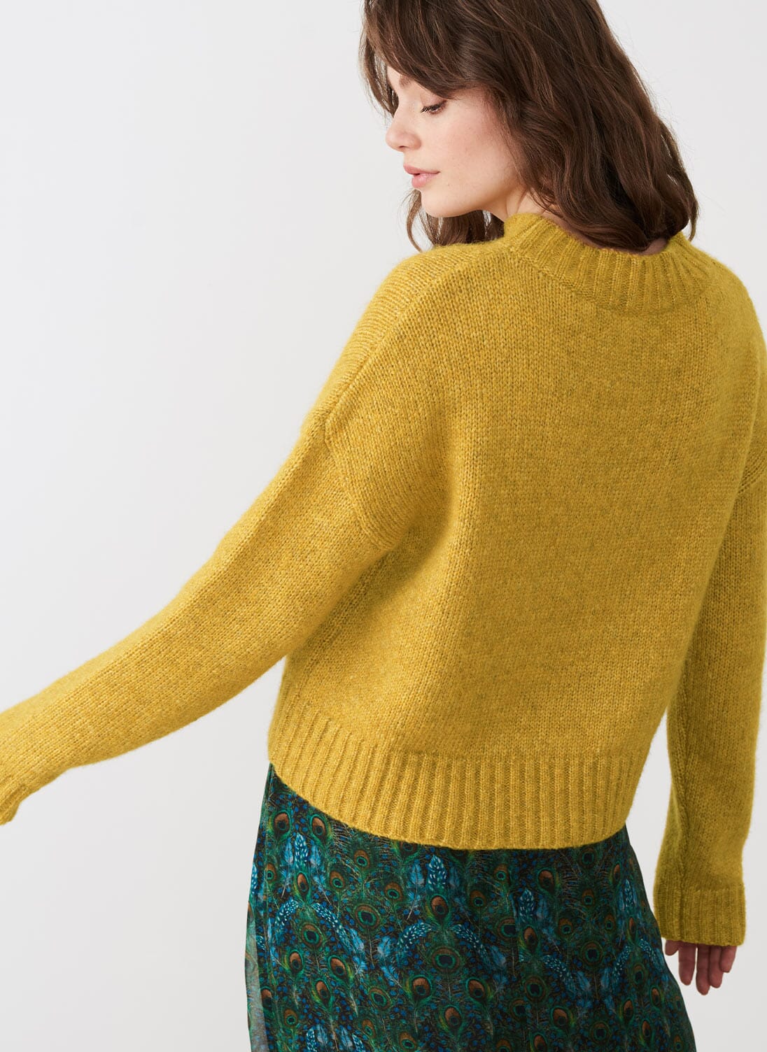 Mustard Alpaca Funnel Neck Boxy Jumper Women's Knitwear Brora