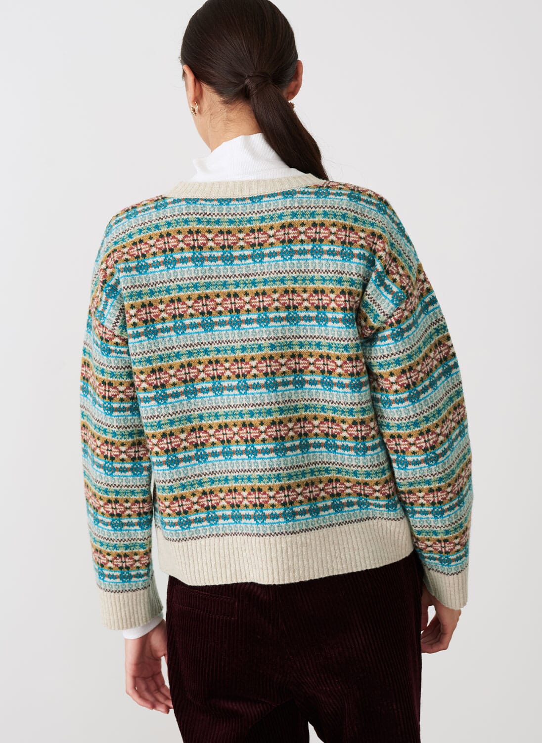 Ecru Merino Lambswool Fair Isle Jumper Women's Knitwear Brora