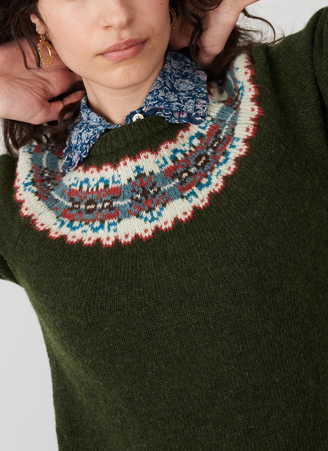 Sorrel Wool Fair Isle Yoke Jumper Jumpers Brora Online