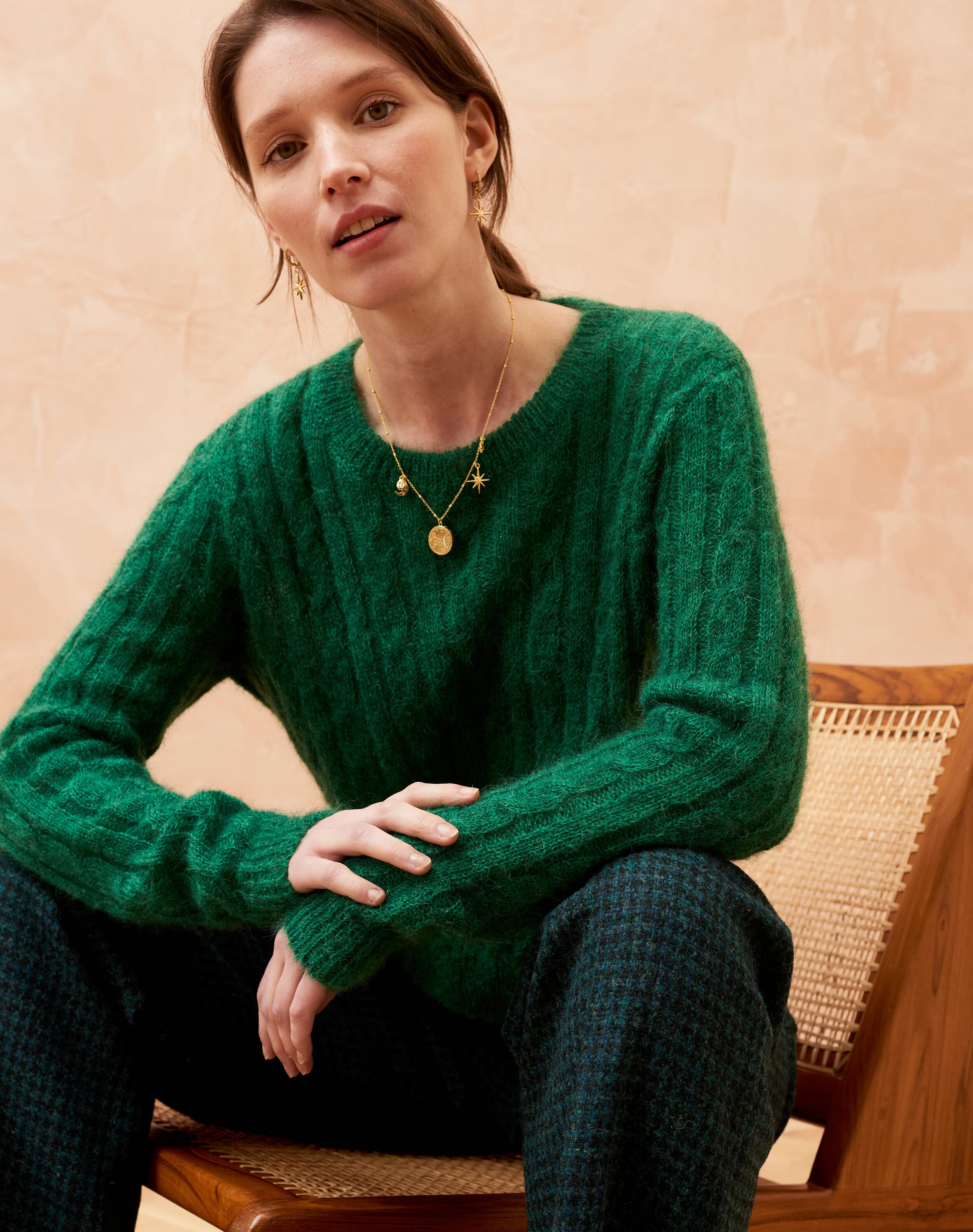 Mohair Cable Jumper Emerald