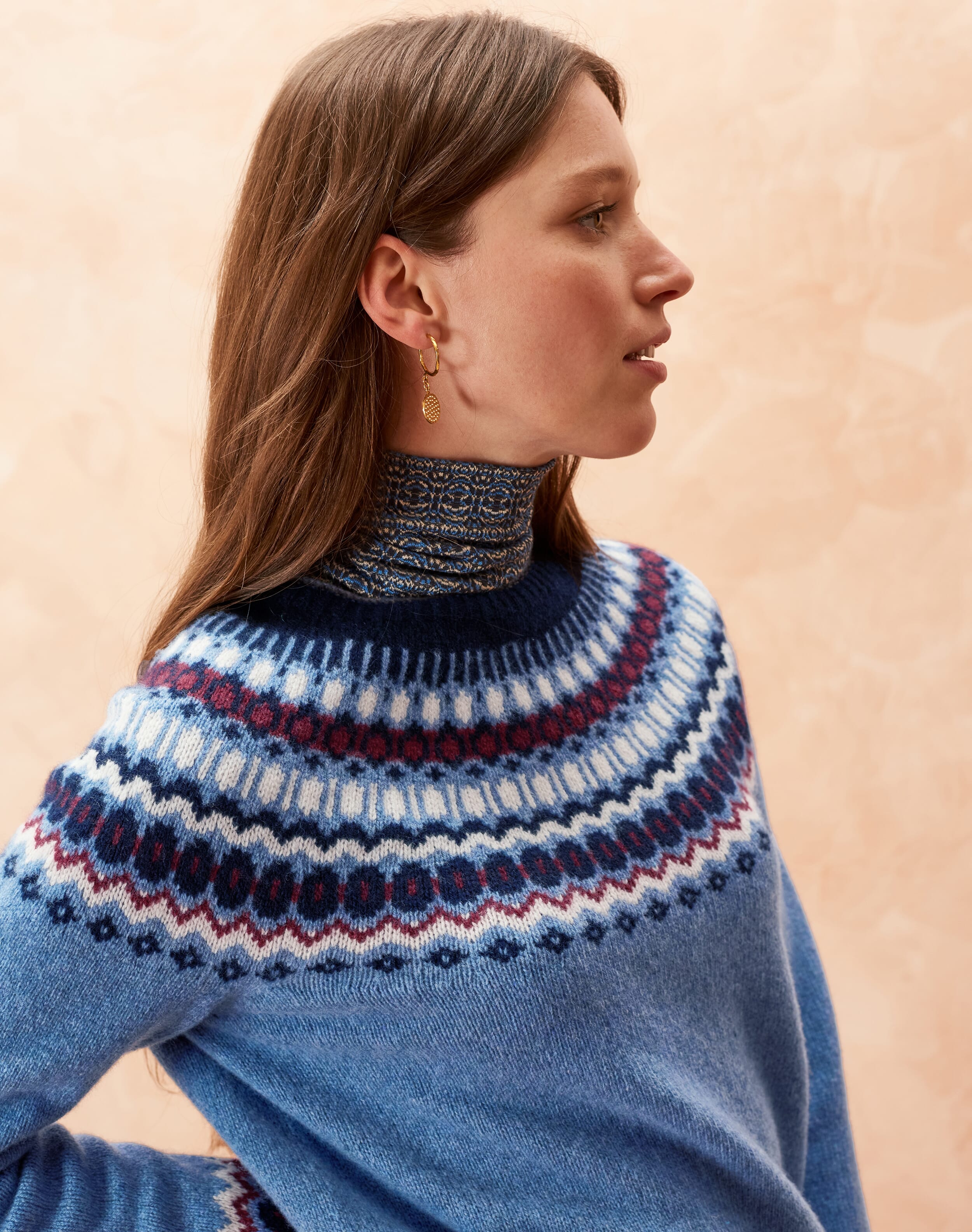 Blue Lambswool Fair Isle Jumper Women's Jumpers Brora Fashion