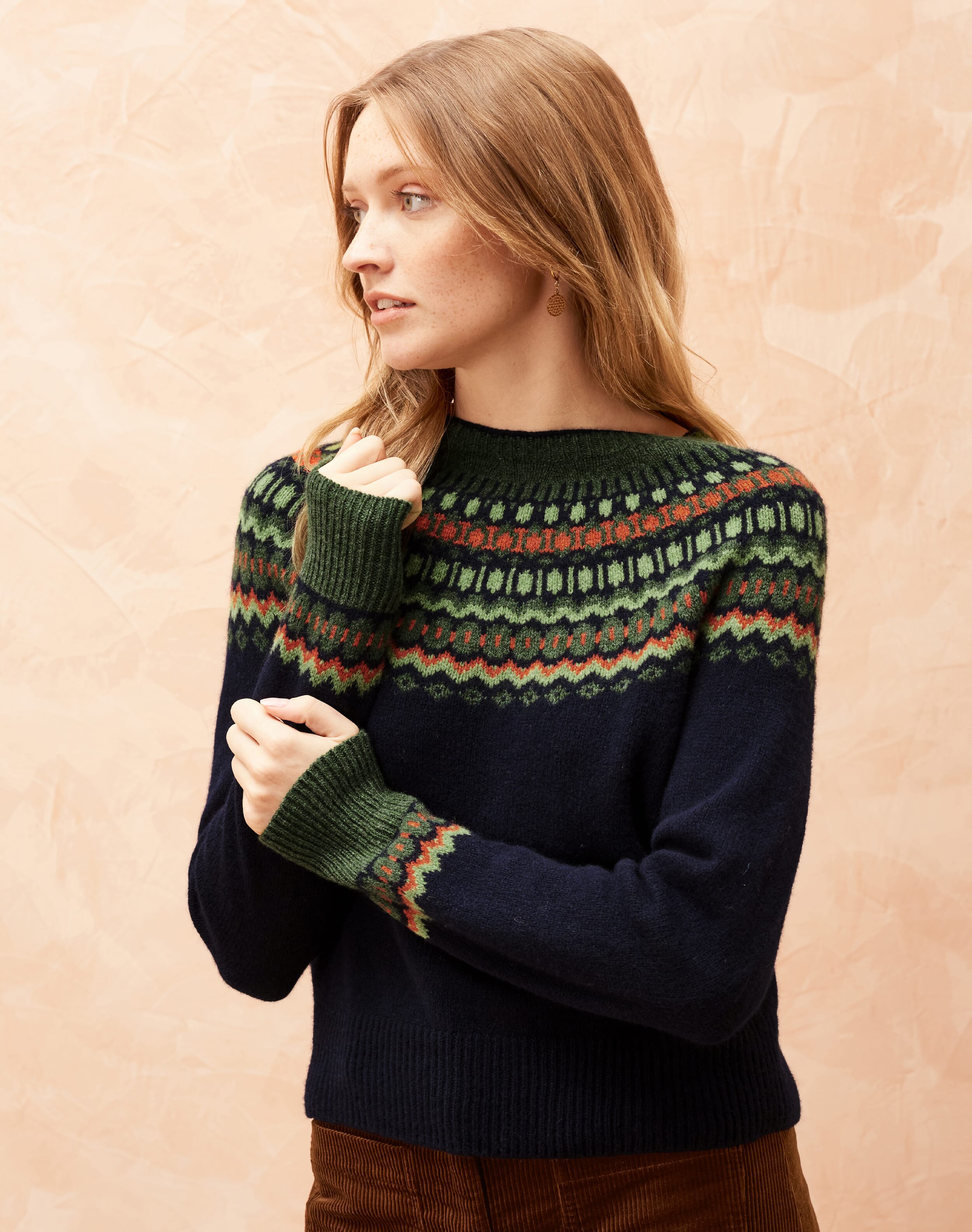 Navy Lambswool Fair Isle Jumper Women s Jumpers Brora Fashion