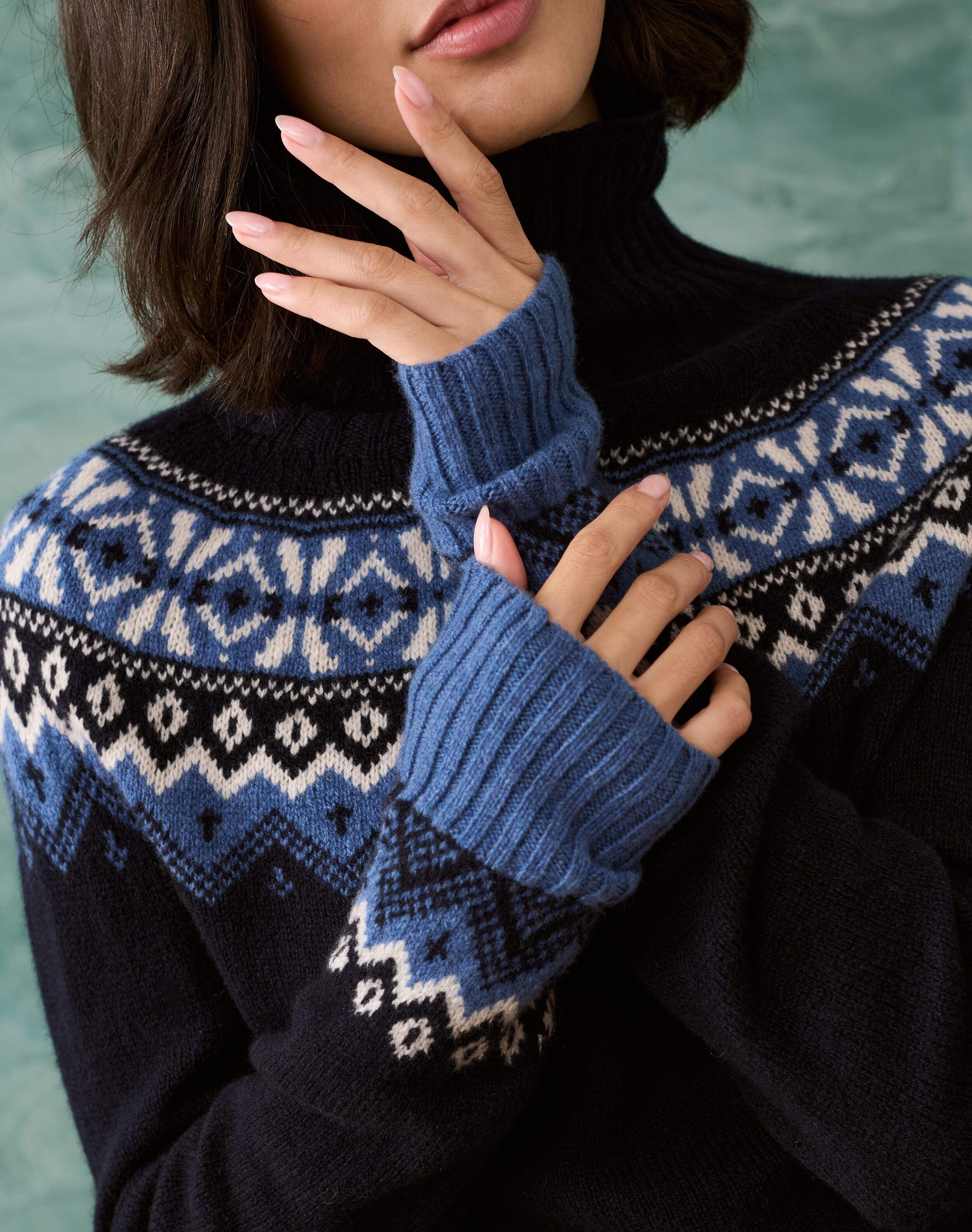Navy Supersoft Lambswool Polo Neck | Women's Knitwear | Brora
