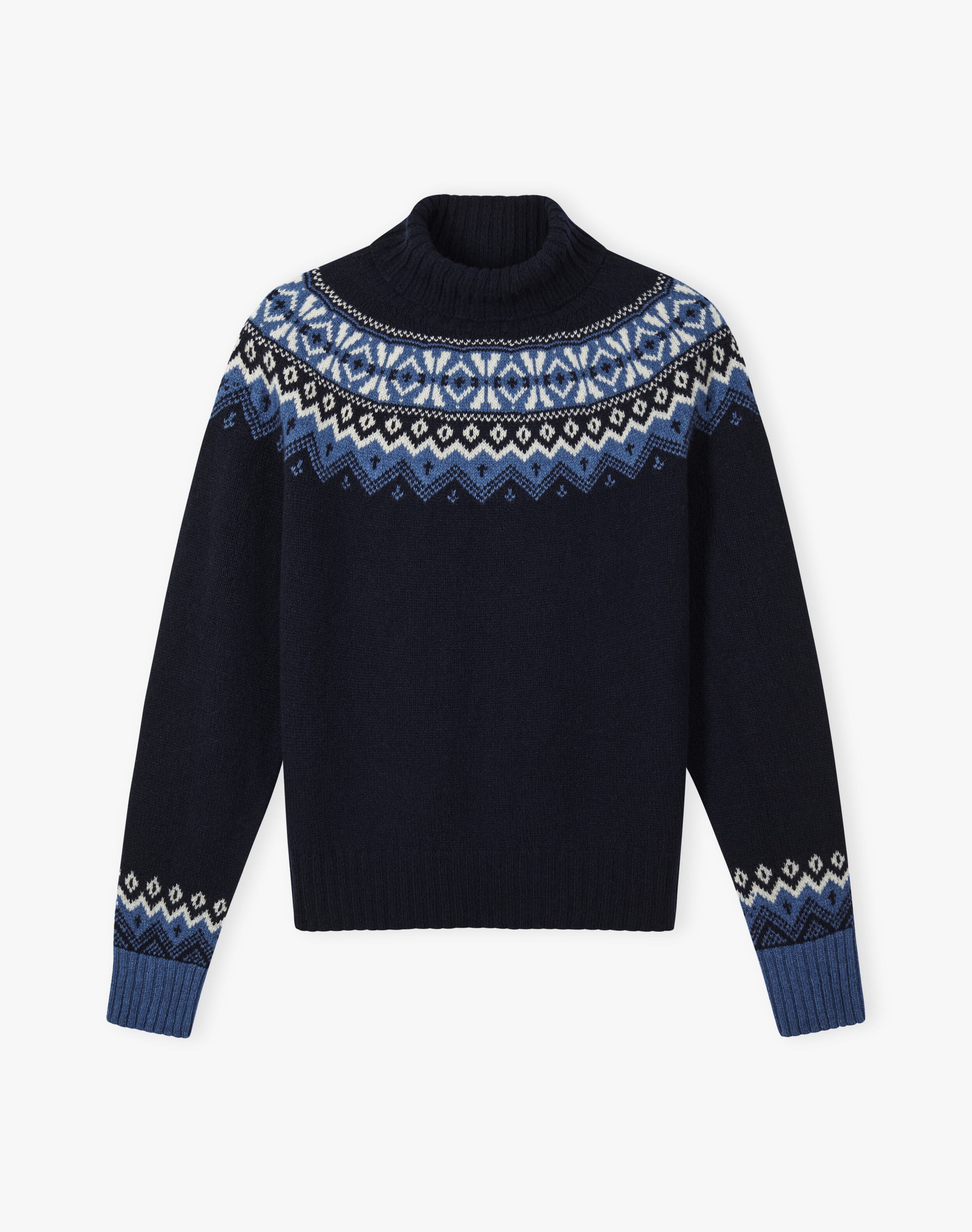 Navy Supersoft Lambswool Polo Neck | Women's Knitwear | Brora