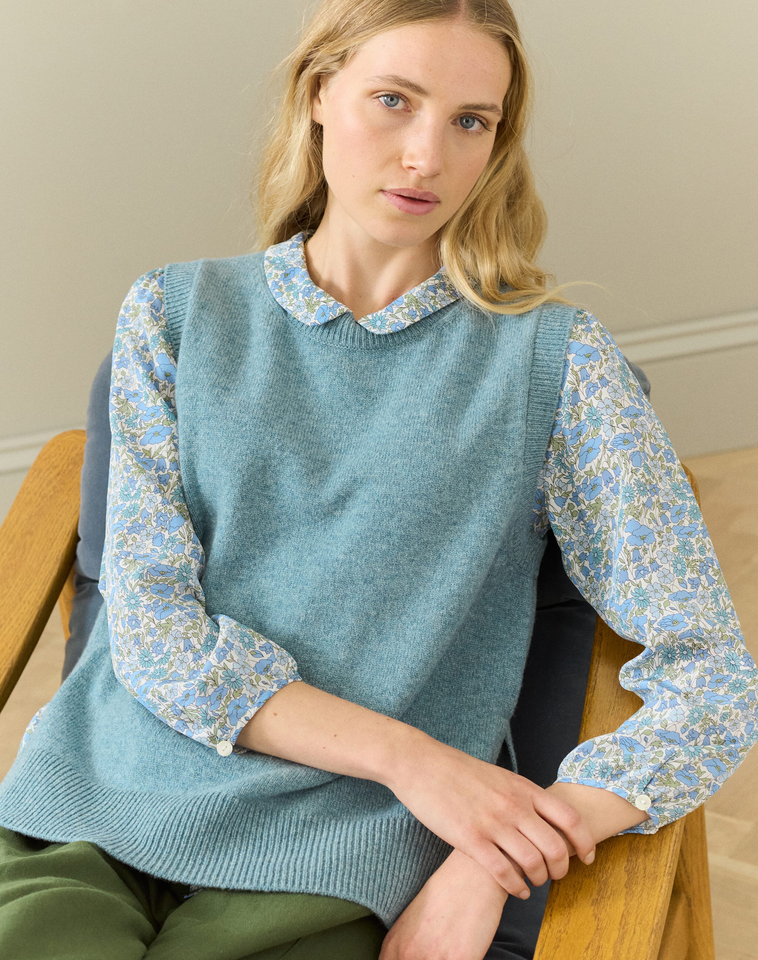 Brora Supersoft Lambswool Tank Duck egg