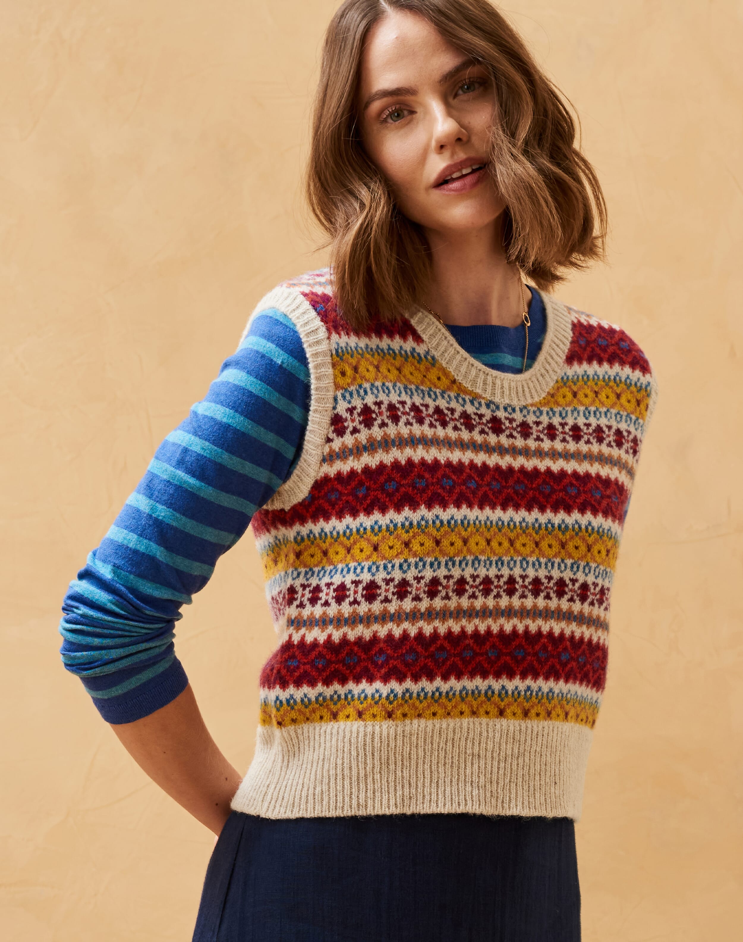 Wool Fair Isle Tank Nougat