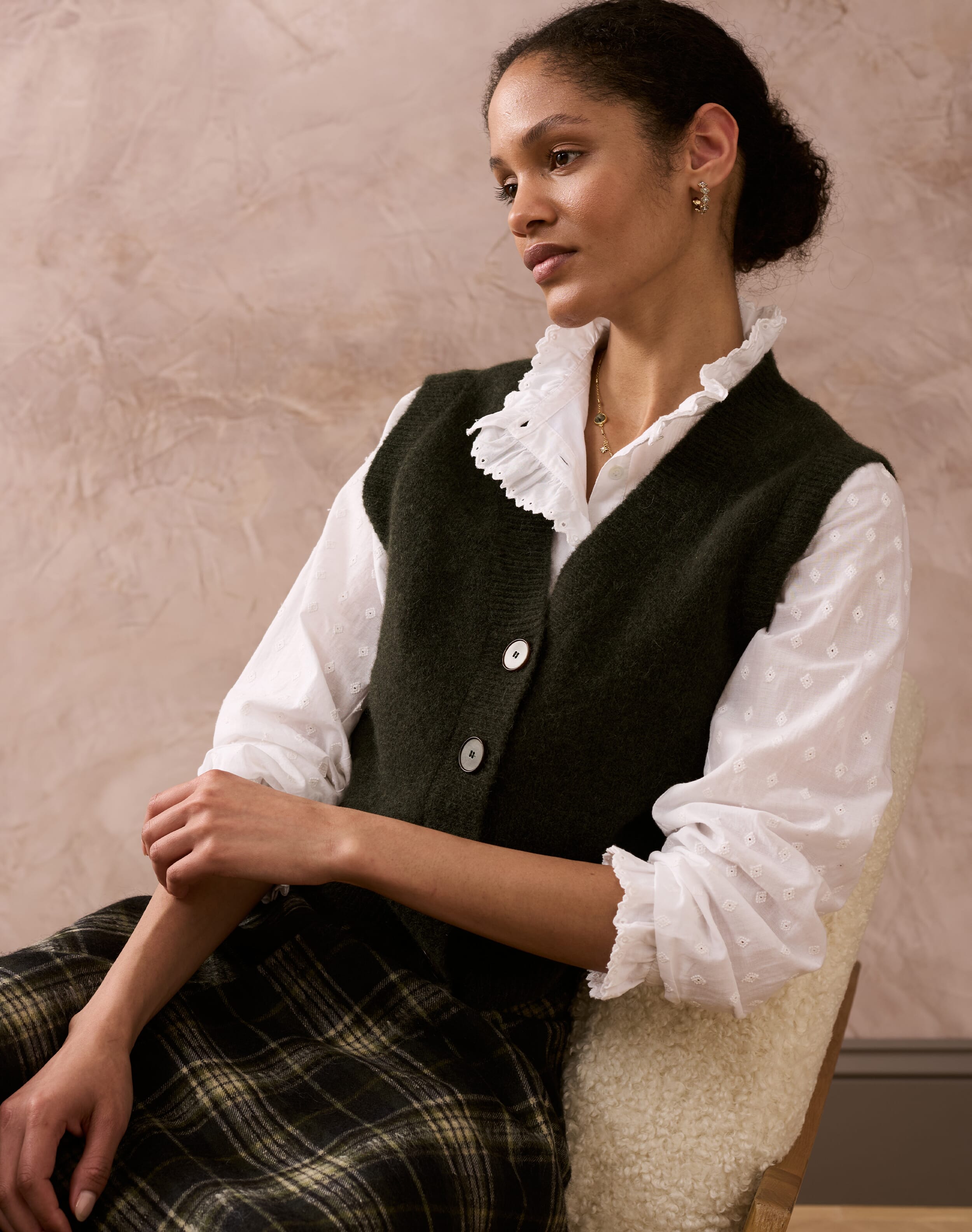 Brora Alpaca Waistcoat Seaweed