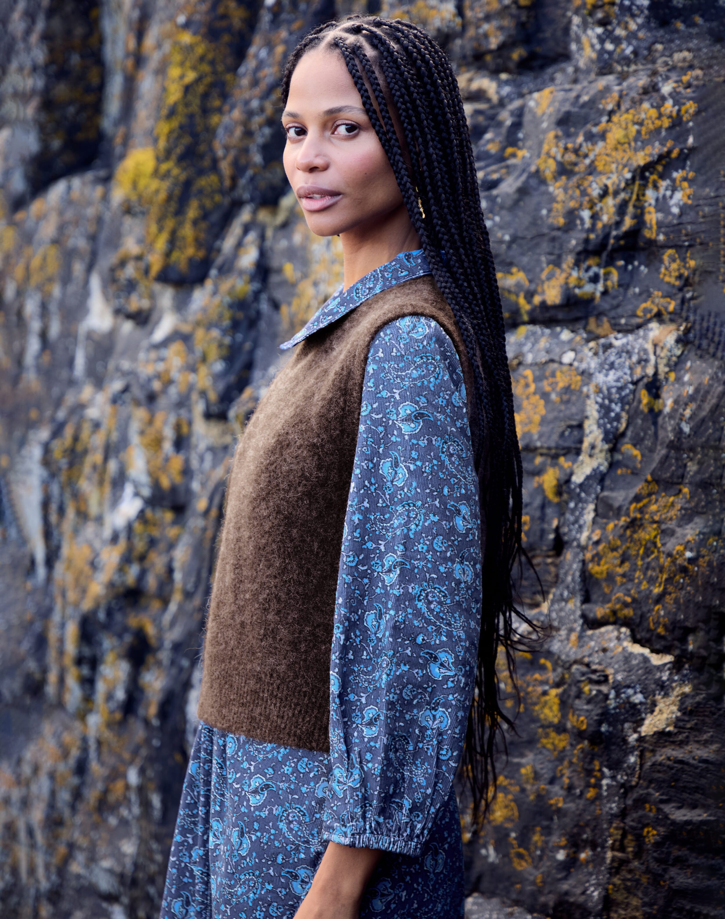 Brora Alpaca V Neck Tank Mole