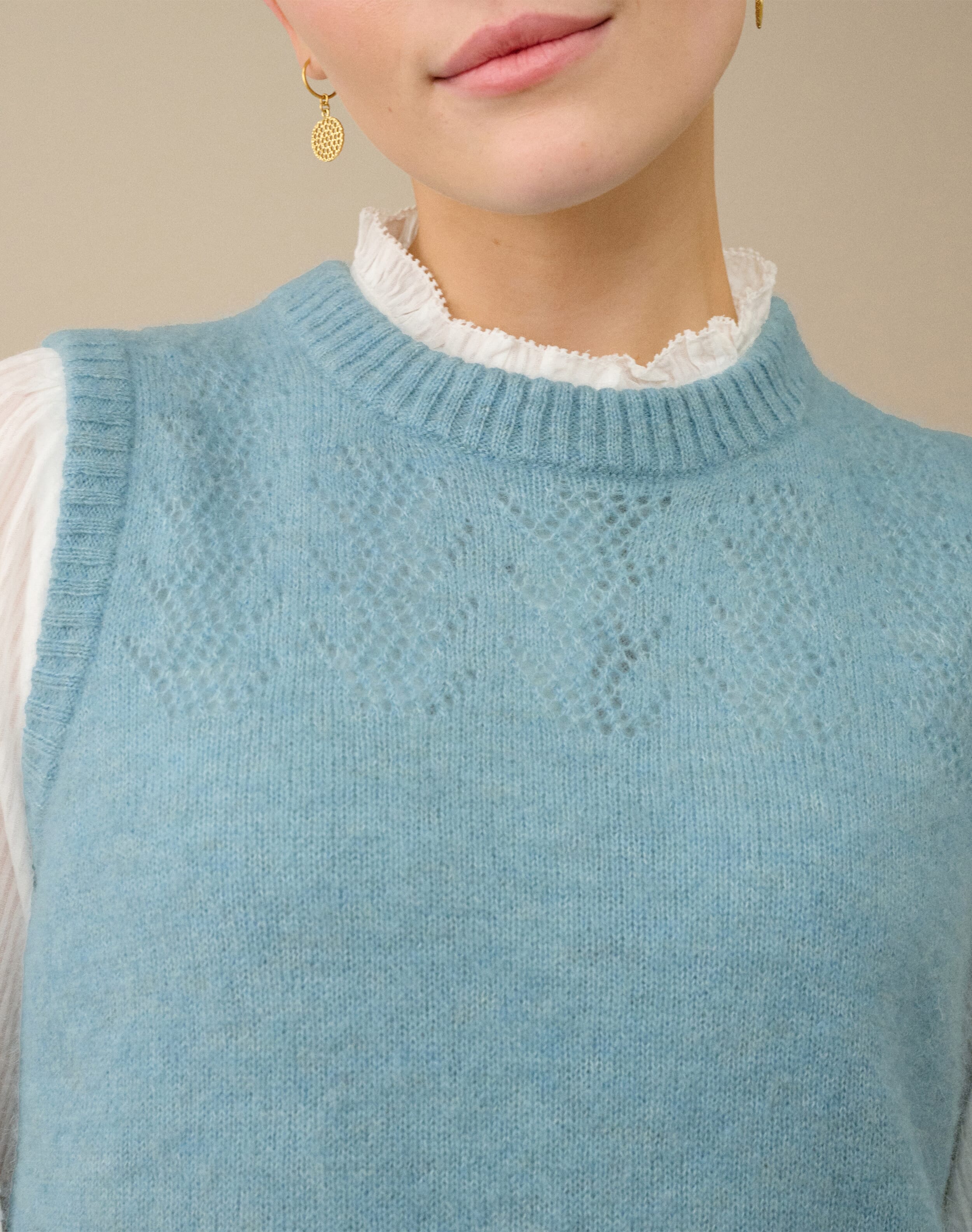 Alpaca Textured Tank in Mist | Brora Clearance | Womenswear