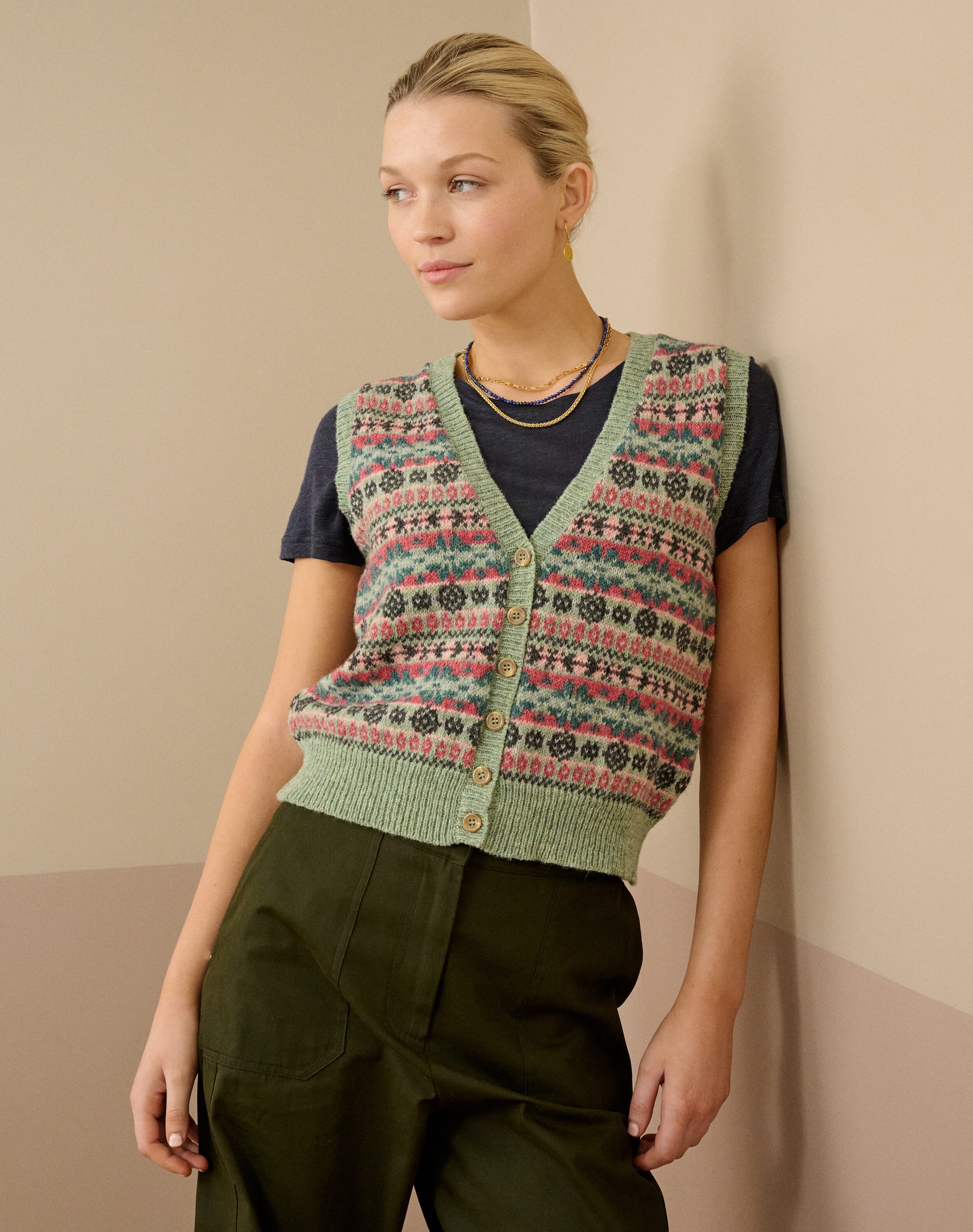 Brora Silk Cotton Polka Dot Print Blouse Rosehip