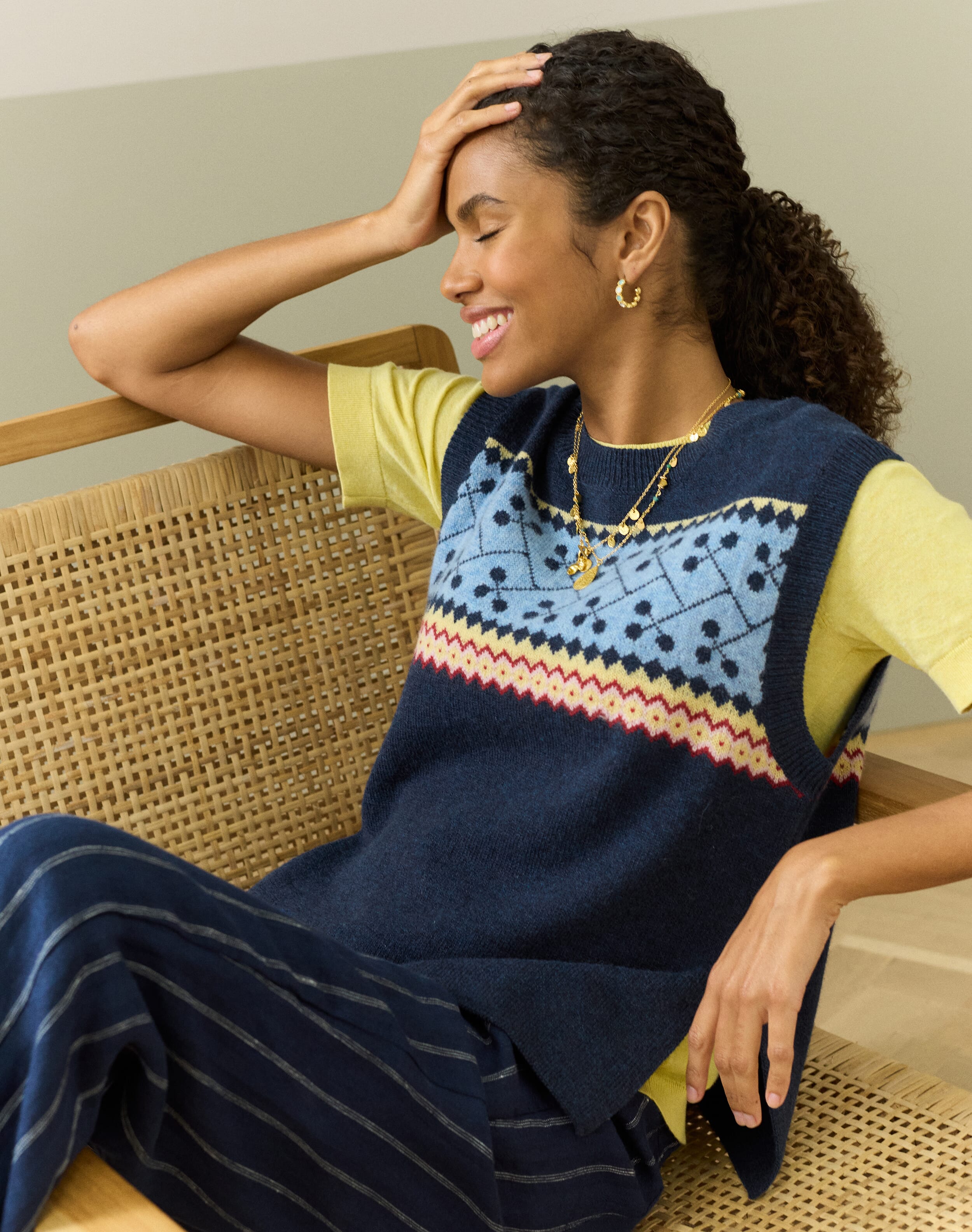 Brora Merino Lambswool Folk Tank