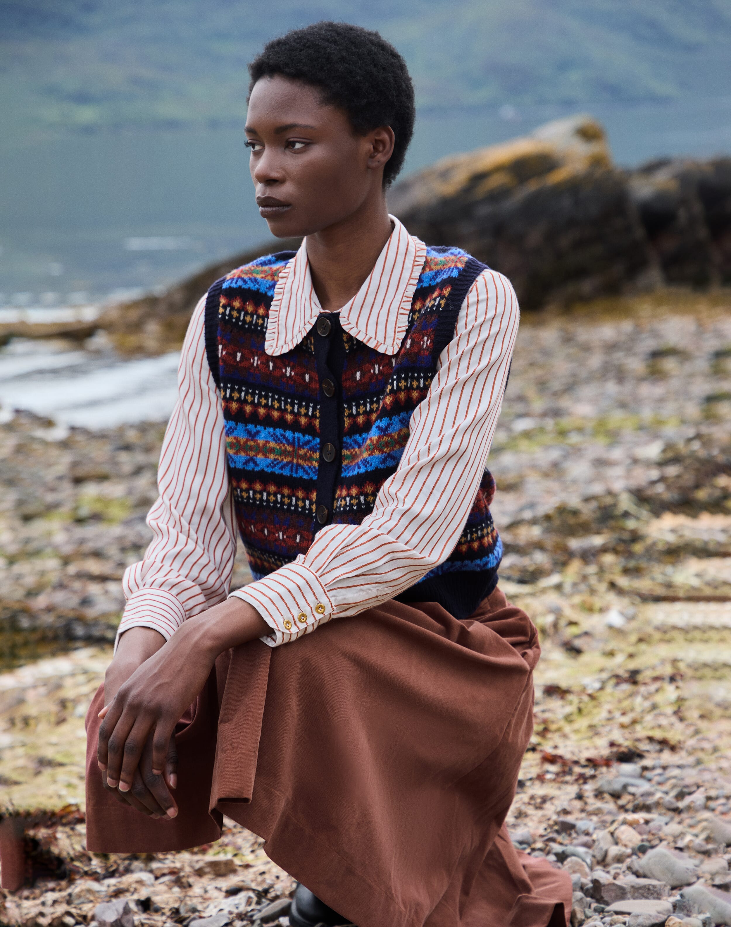 Brora Merino Lambswool Fair Isle Waistcoat