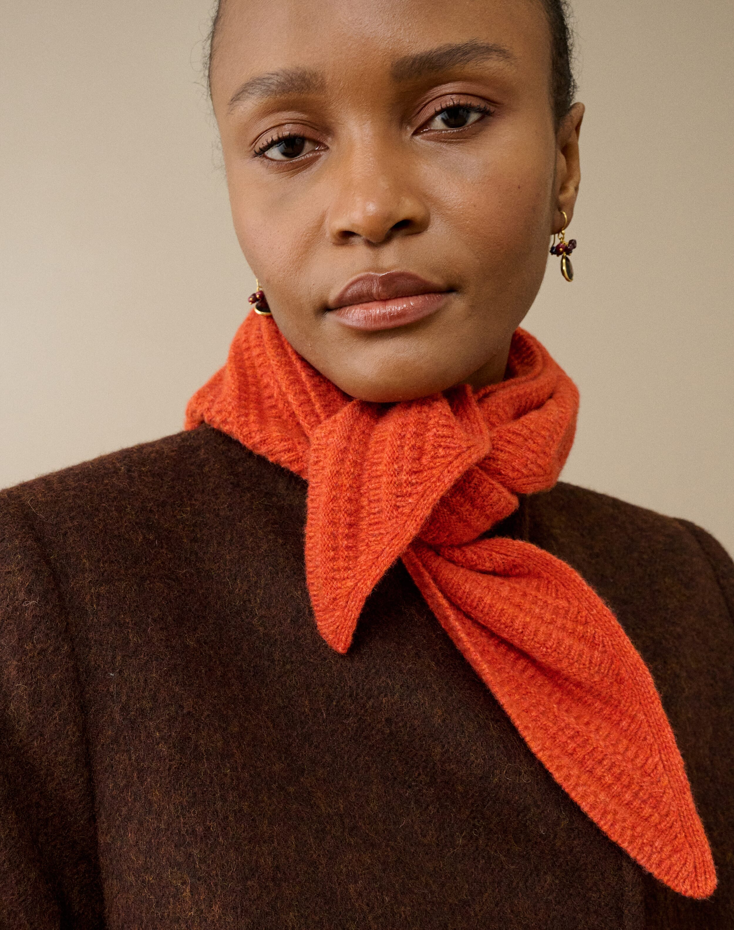 Brora Supersoft Lambswool Neck Tie Burnt orange