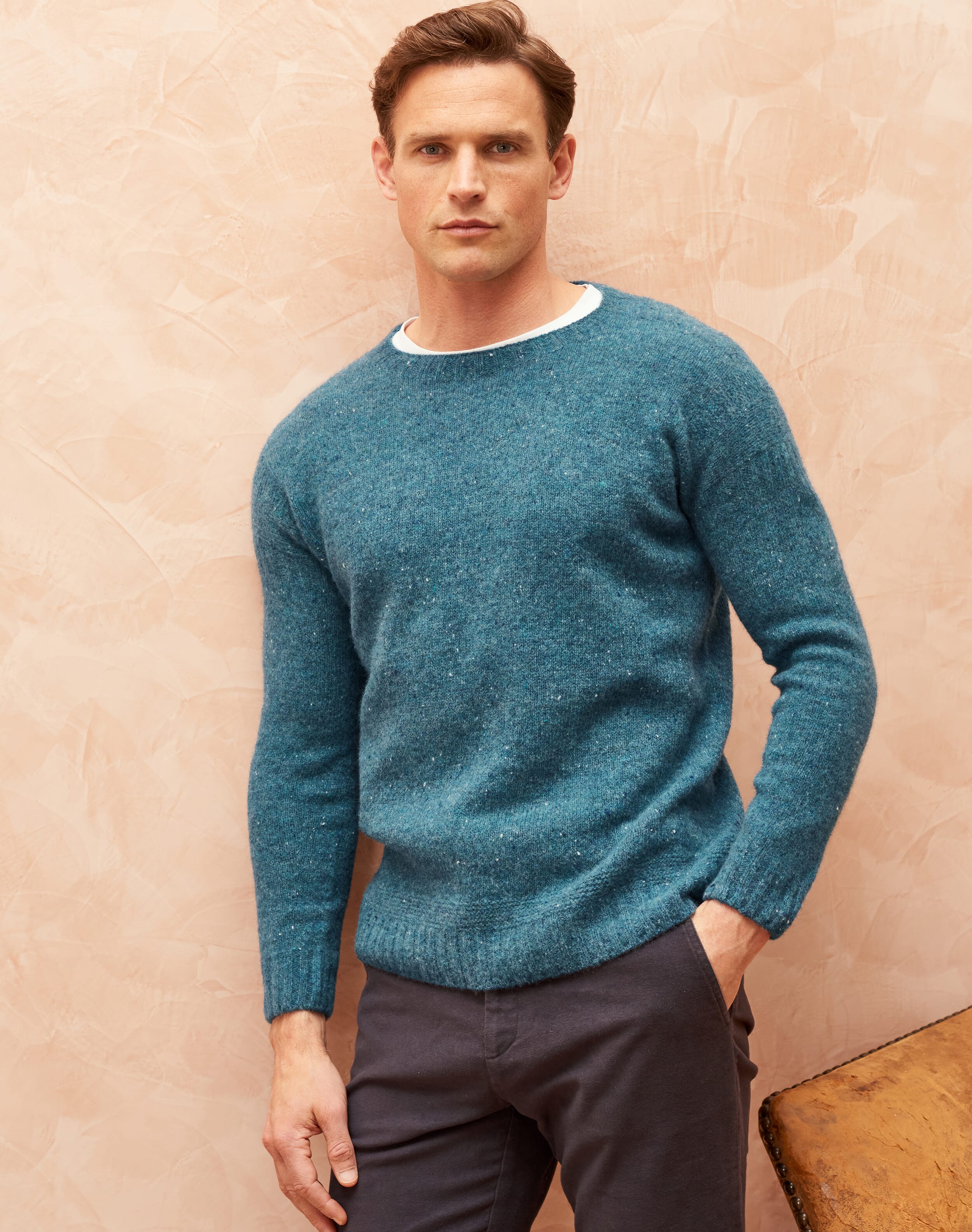 Blue Donegal Wool Jumper | Men's Jumpers | Brora Fashion