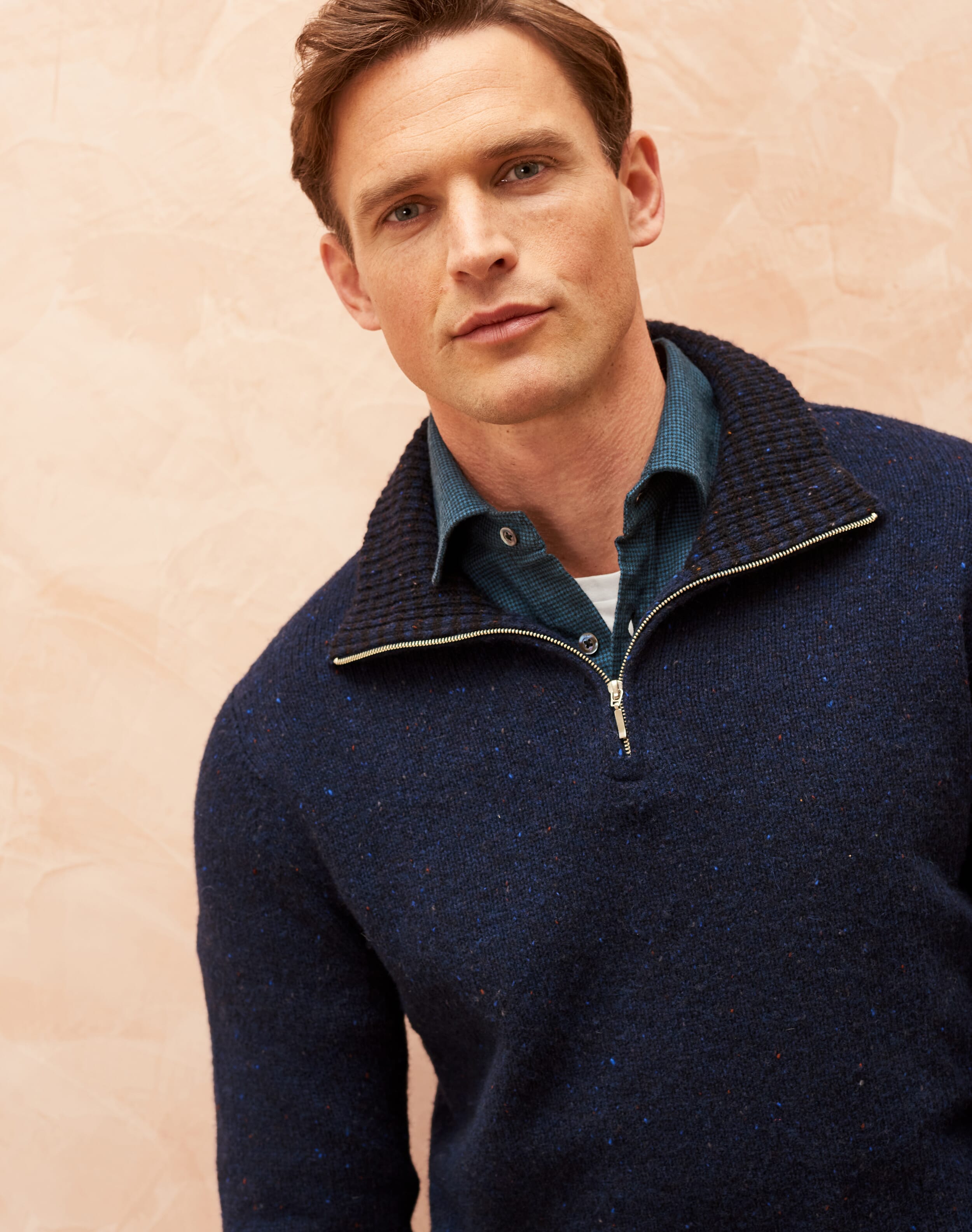 Blue Zip Turtle Neck | Men's Jumpers | Brora Fashion