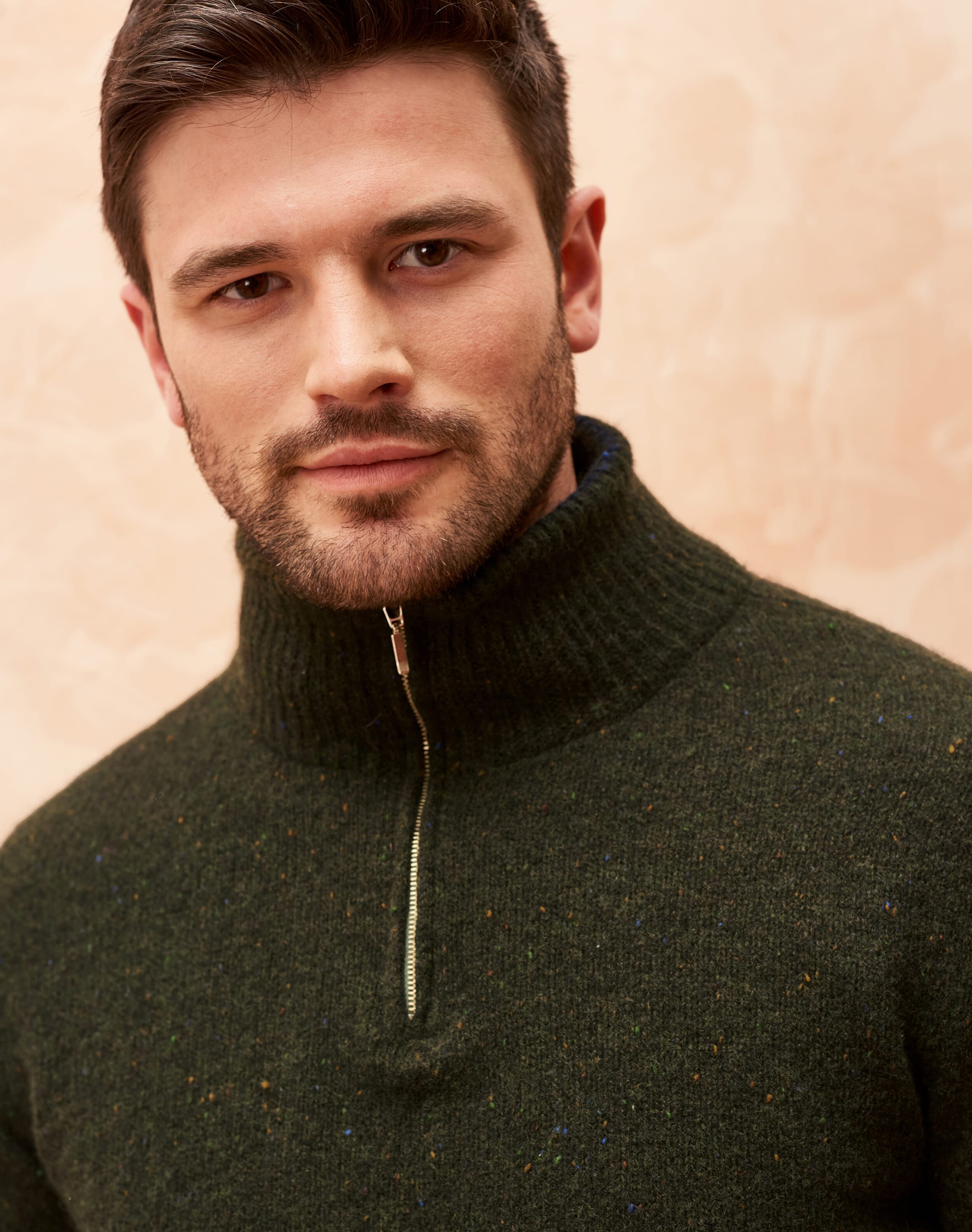 Green Zip Turtle Neck | Men's Jumpers | Brora Fashion