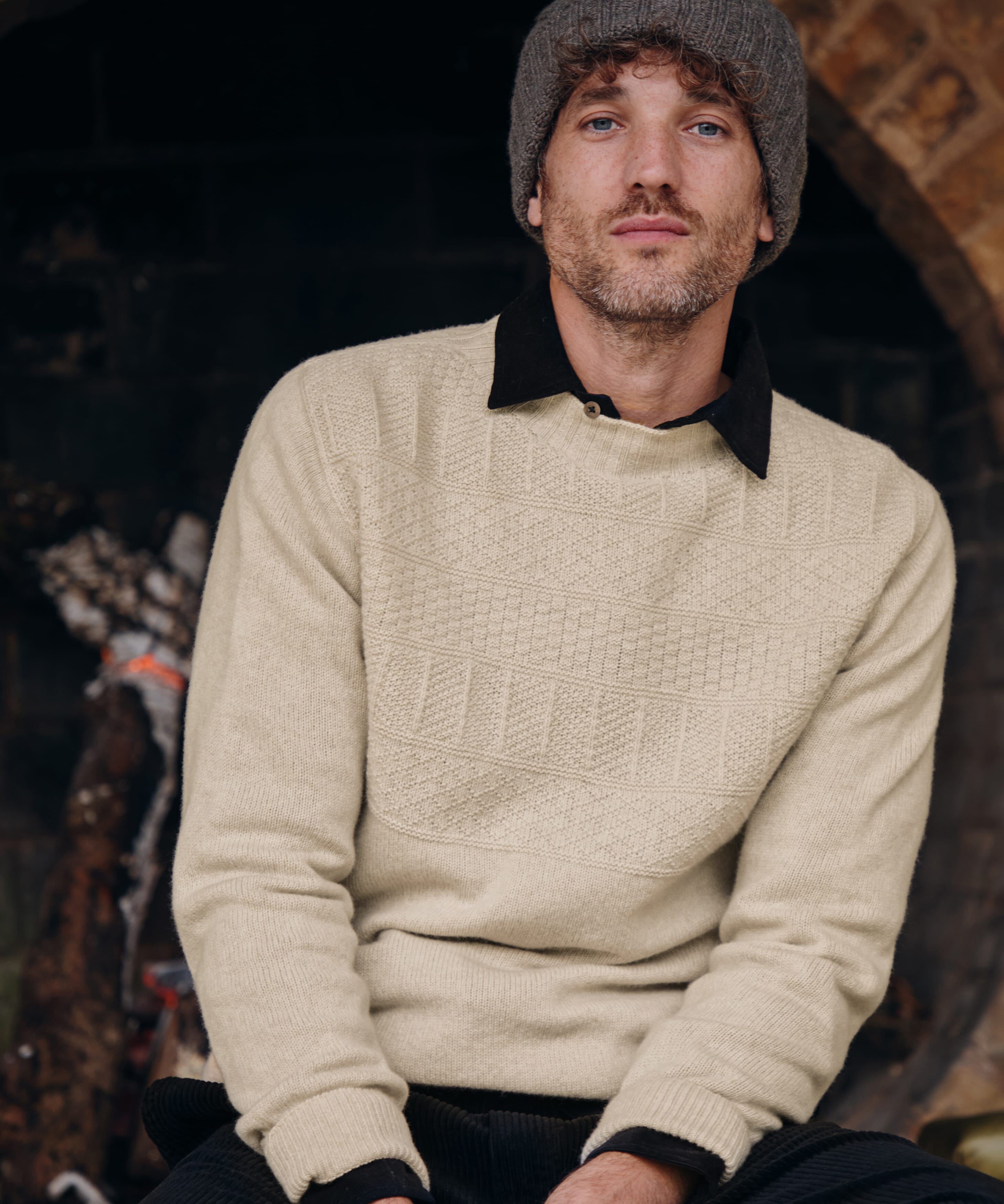 Brora Supersoft Lambswool Guernsey Jumper Oatmeal