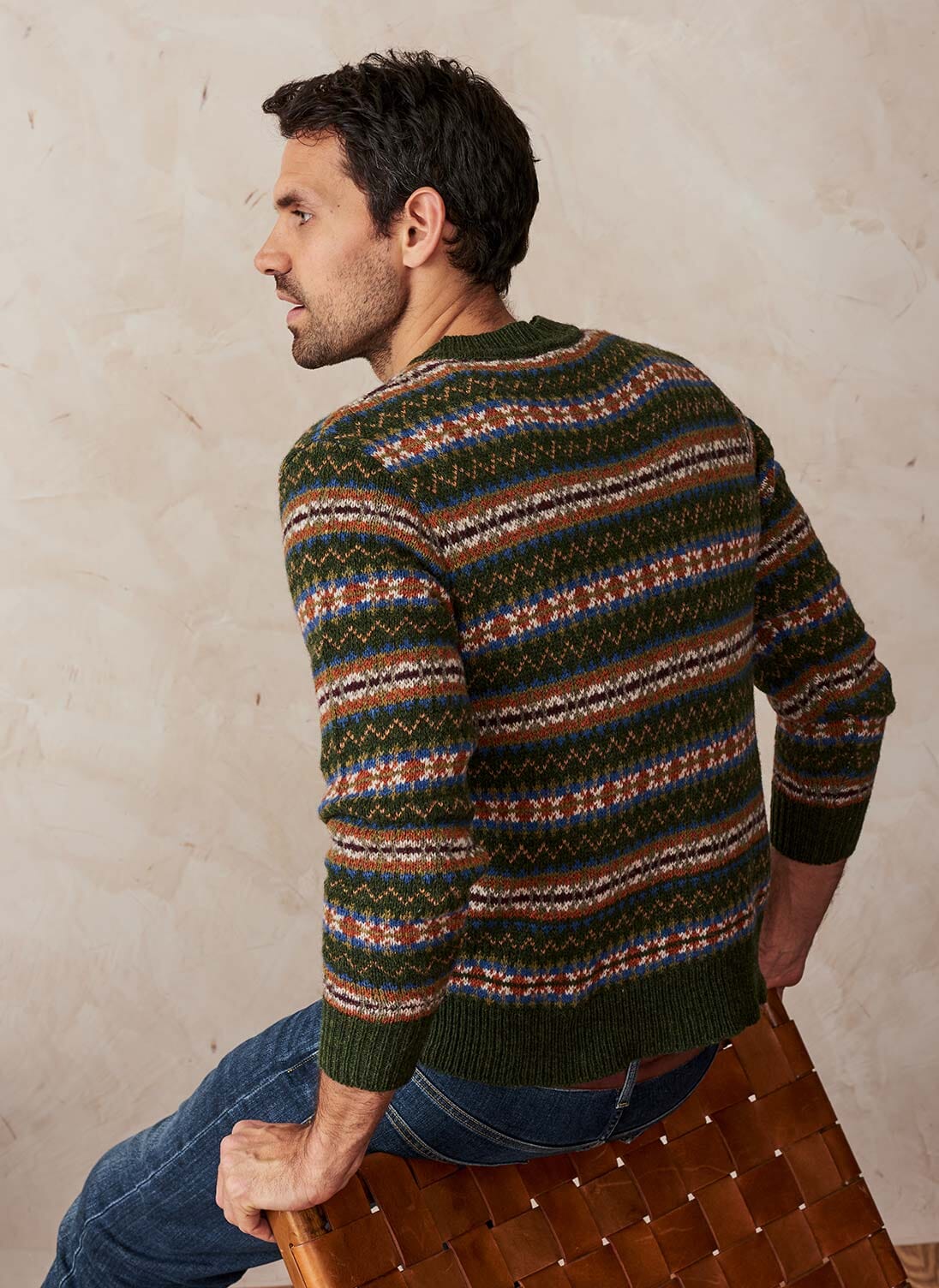 Sorrel Wool Fair Isle Jumper Men's Sustainable Knitwear Brora