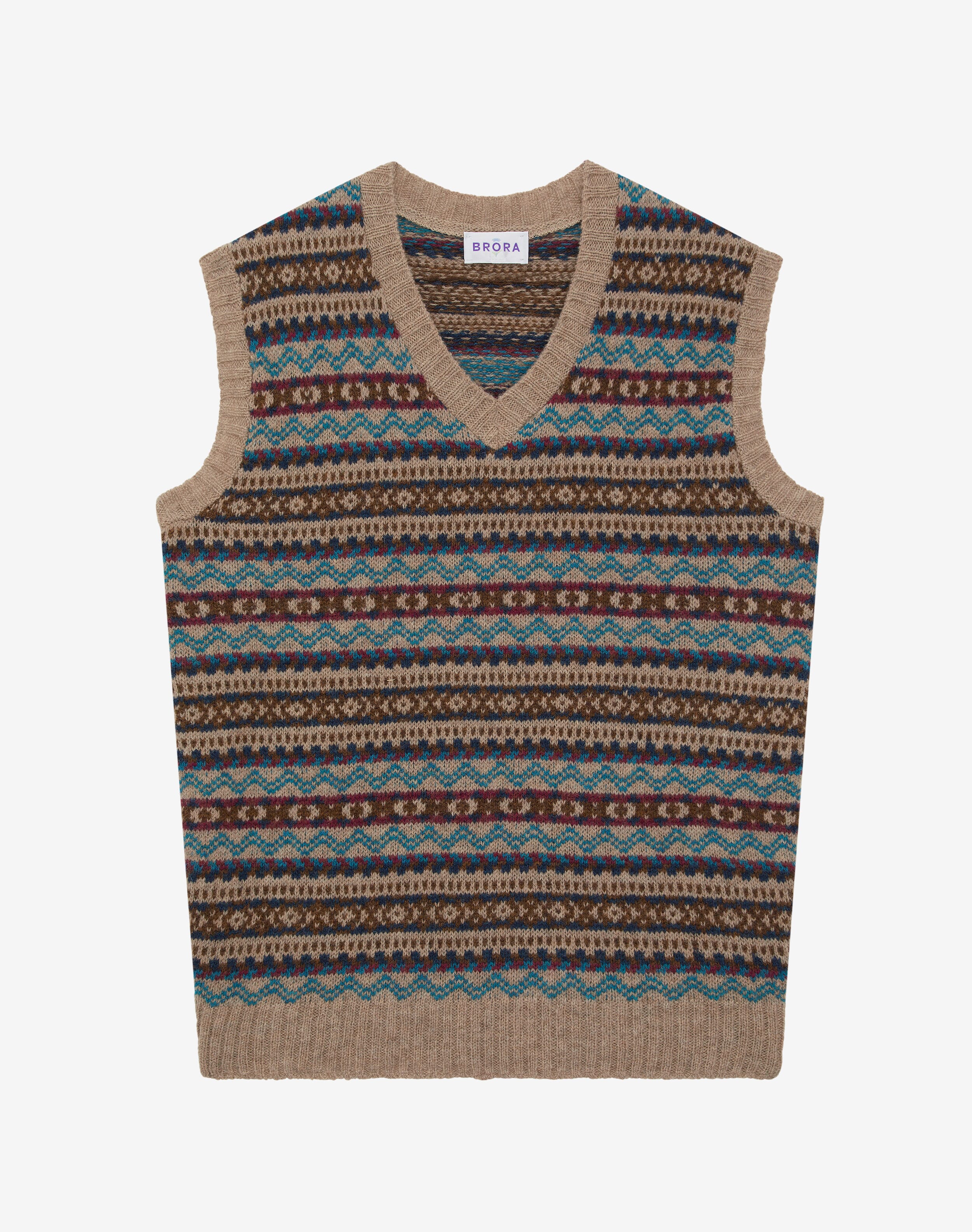 Oatmeal Wool Fair Isle Tank | Men's Tanks | Brora Fashion