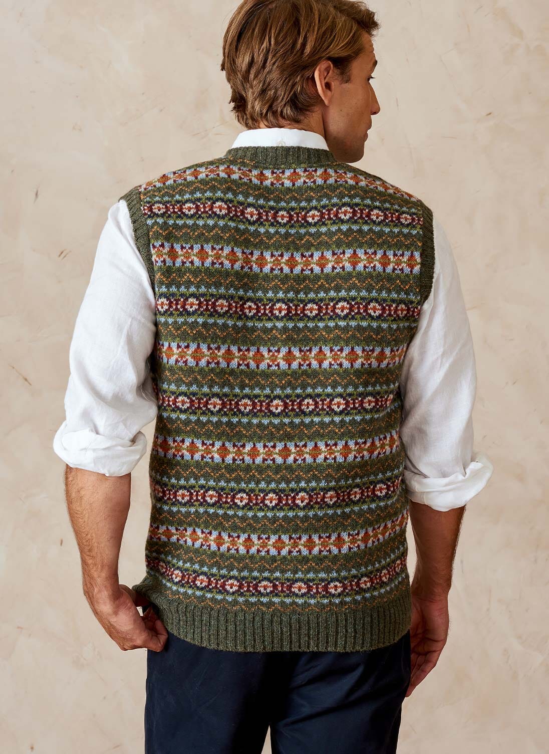 Moss Wool Fair Isle Tank Men's Tanks Tops & Vests Brora