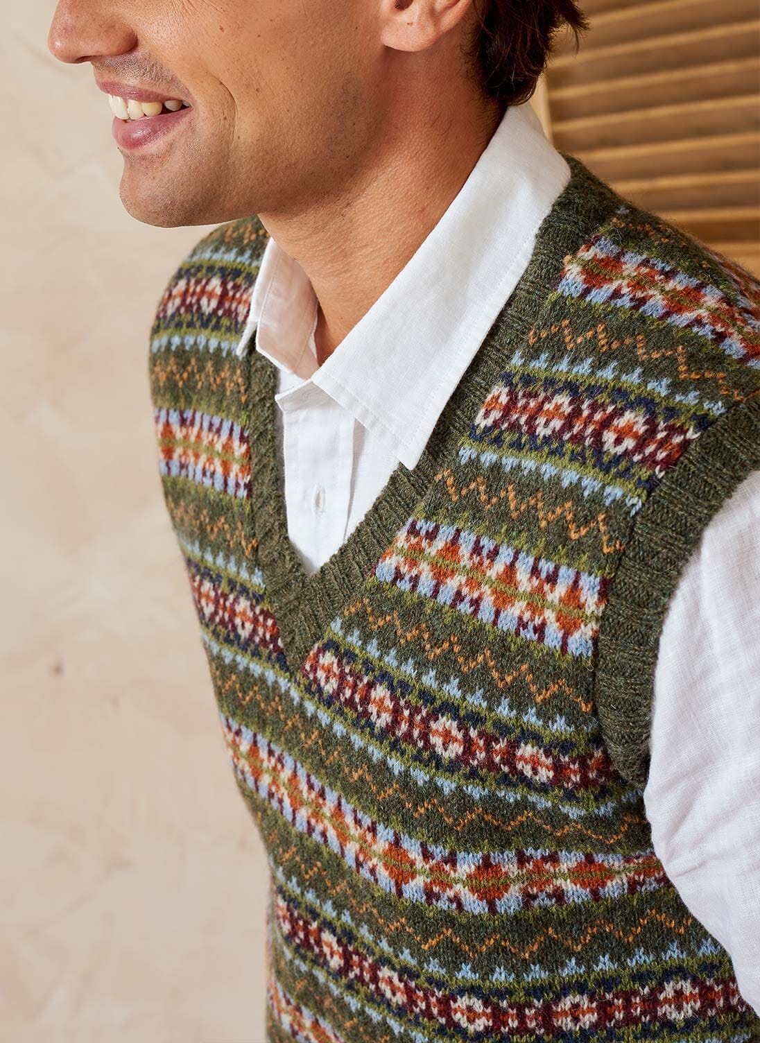 Moss Wool Fair Isle Tank Men's Tanks Tops & Vests Brora