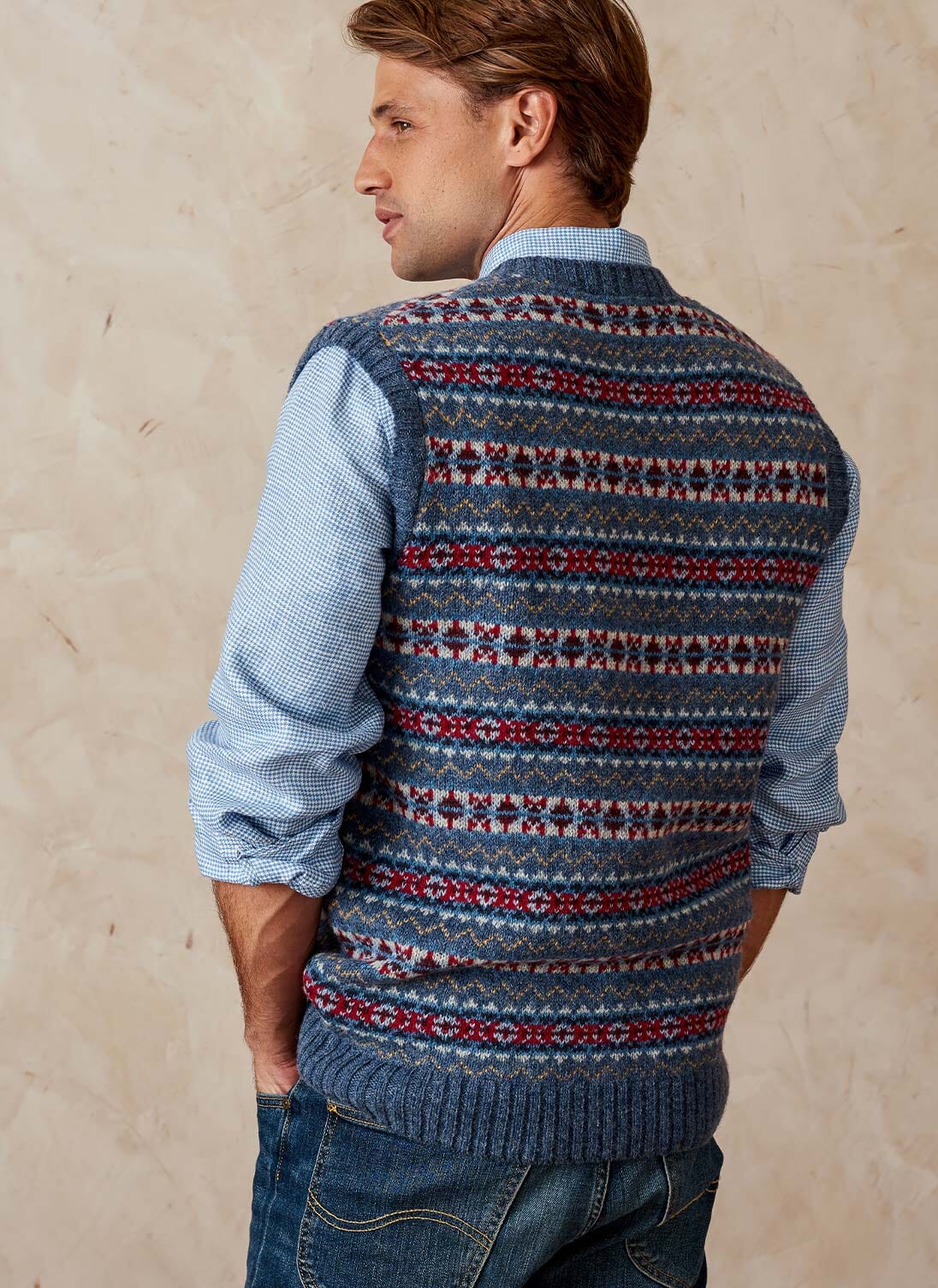 Indigo Wool Fair Isle Tank | Men's Tanks Tops & Vests | Brora