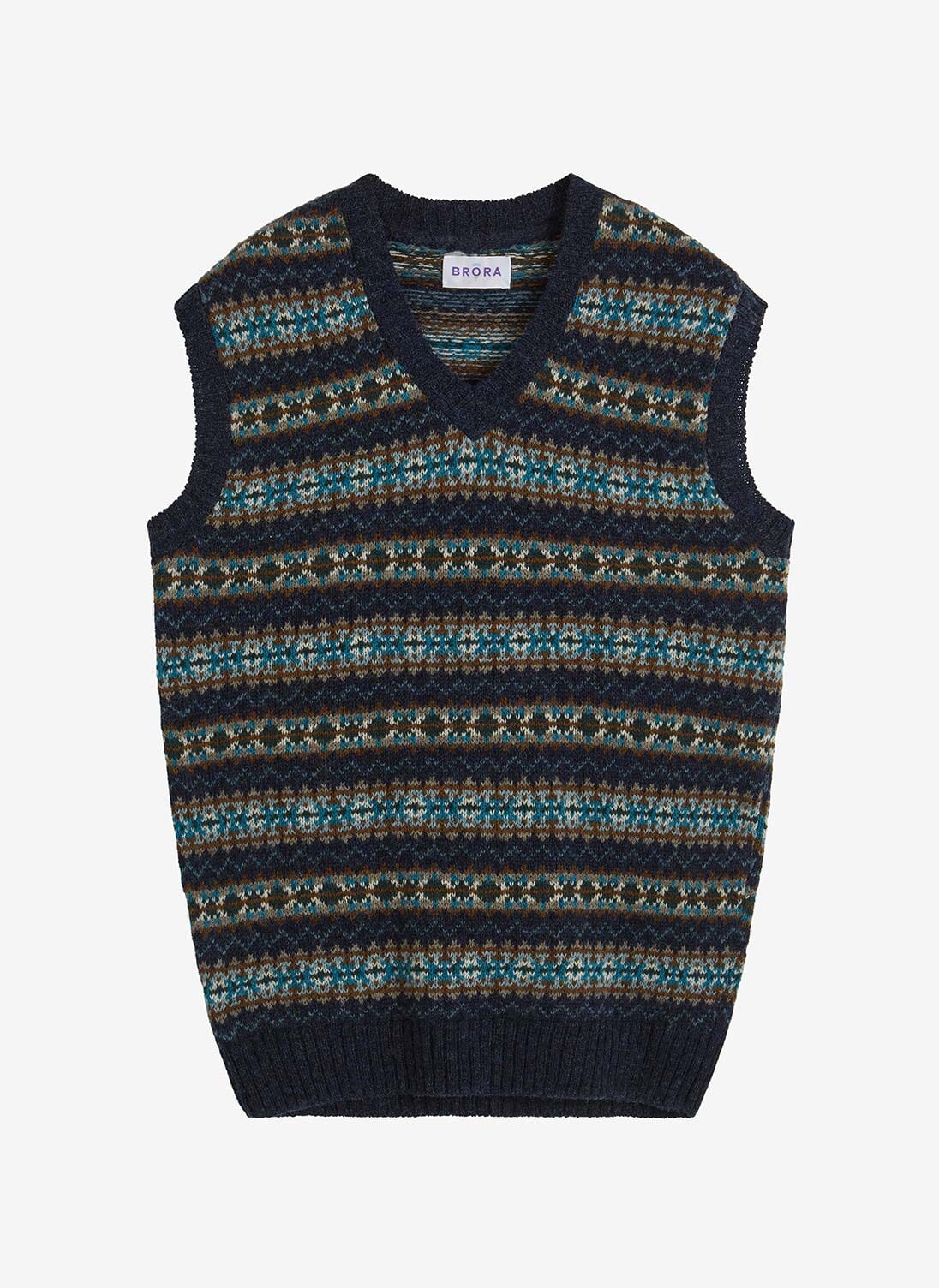 Navy Wool Fair Isle Tank | Men's Tank Tops | Brora Online