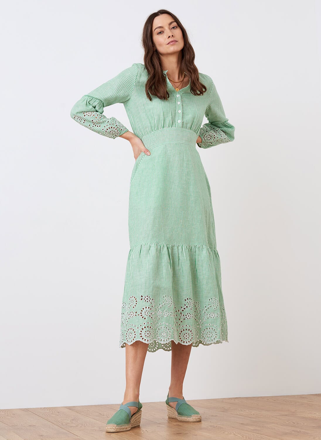 Apple Stripe Cotton Linen Dress | Women's Dresses | Brora