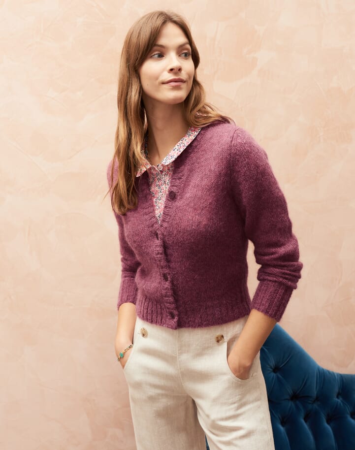 Mohair Cardigan in Rosewood Women's Knitwear Brora