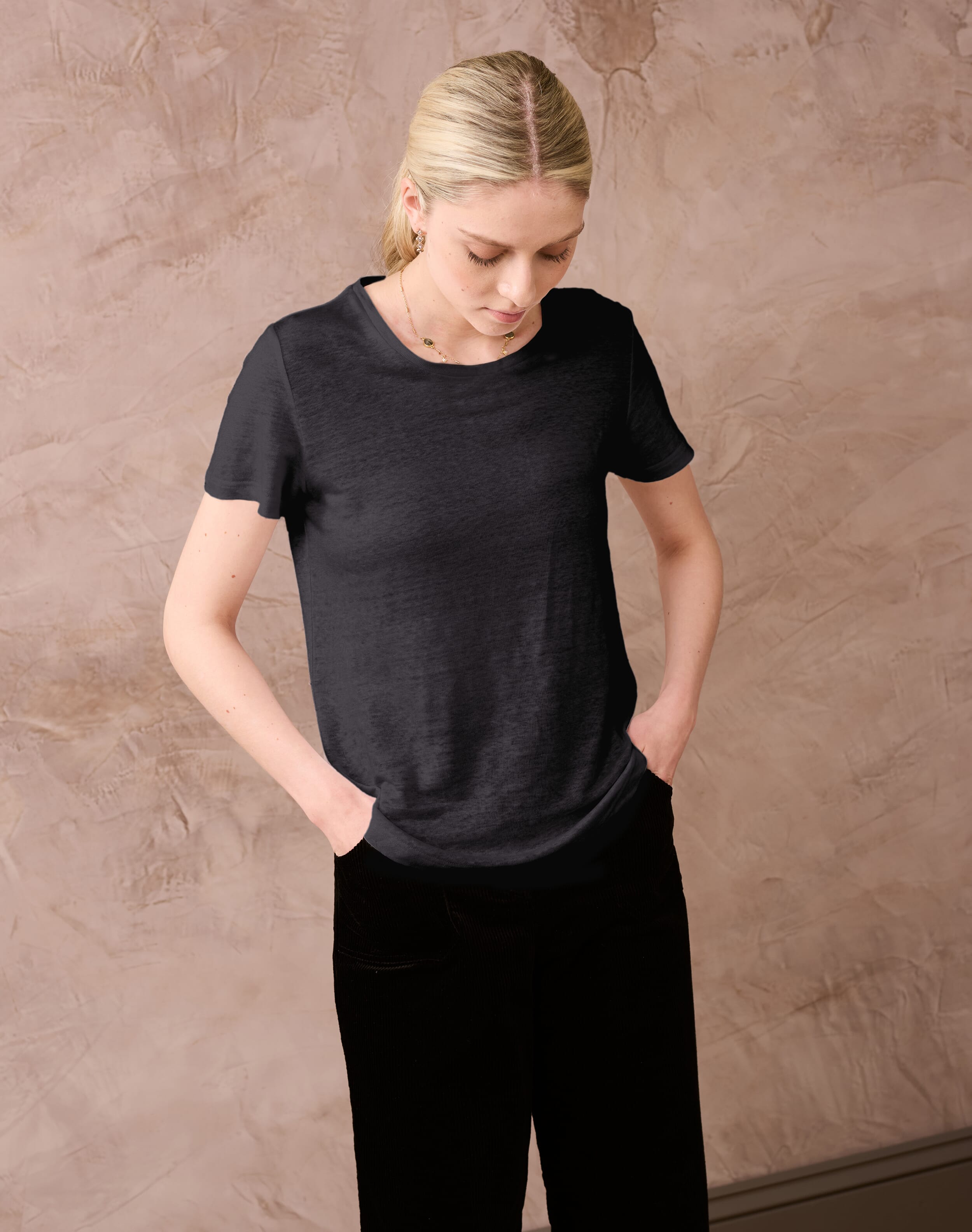 Linen Knit T-Shirt Ink