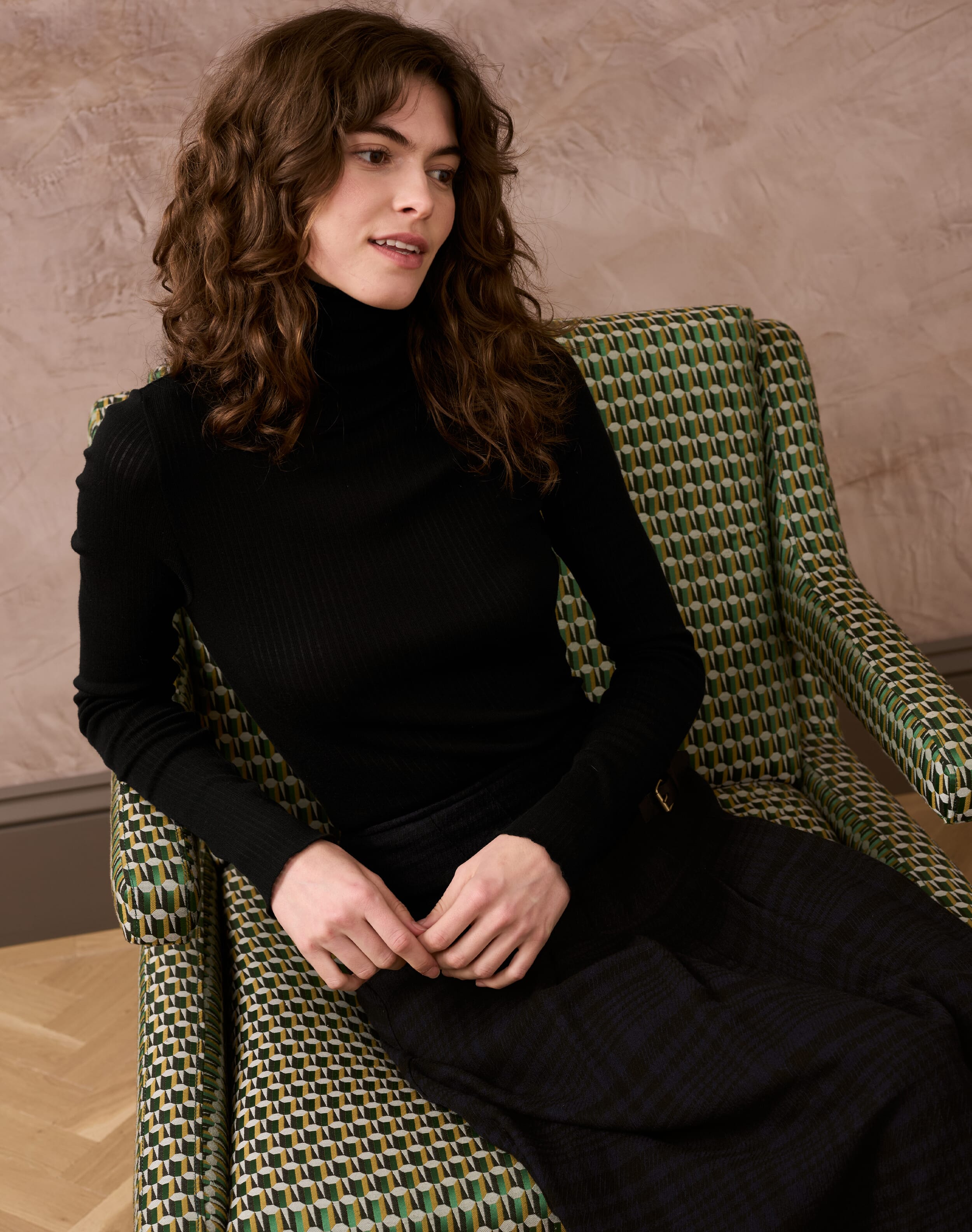 Brora Ribbed Polo Neck