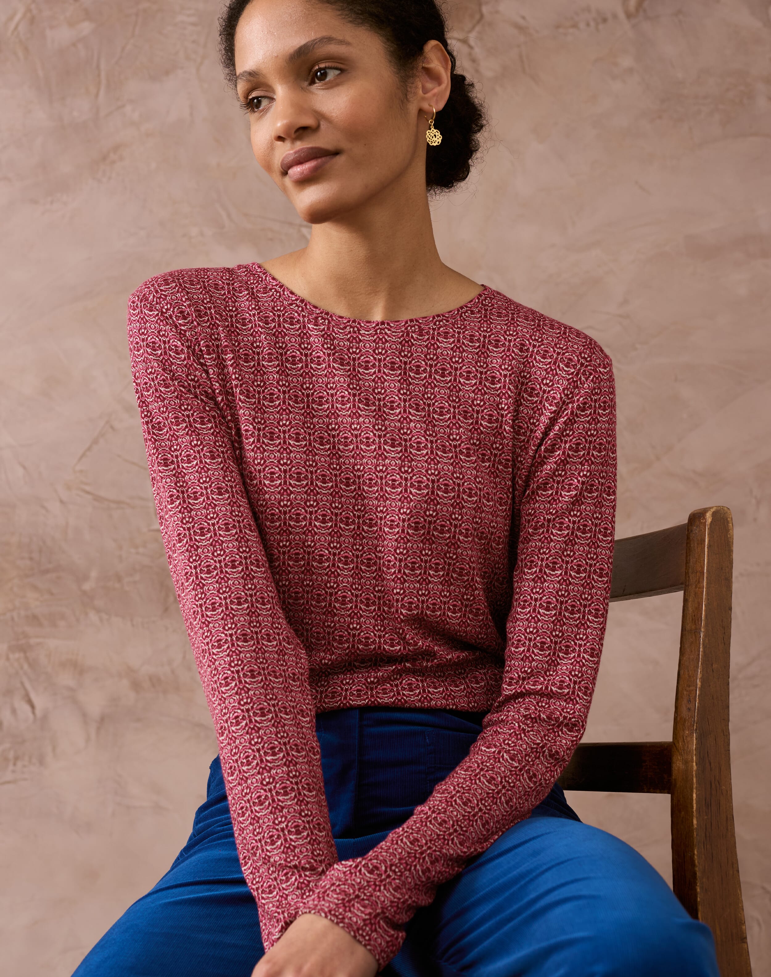 Brora Textured Jersey T-Shirt Raspberry