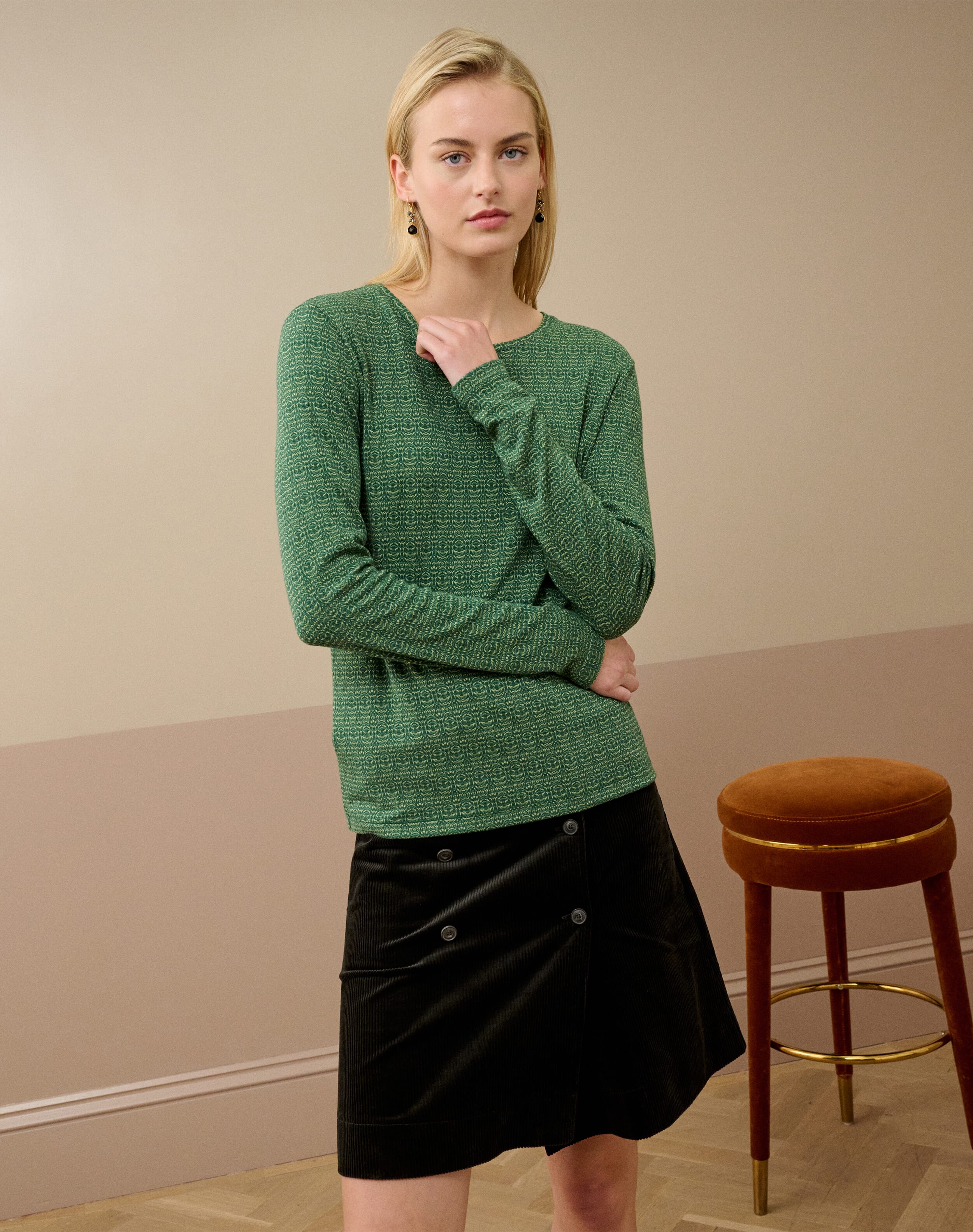 Brora Textured Jersey T-Shirt Pine