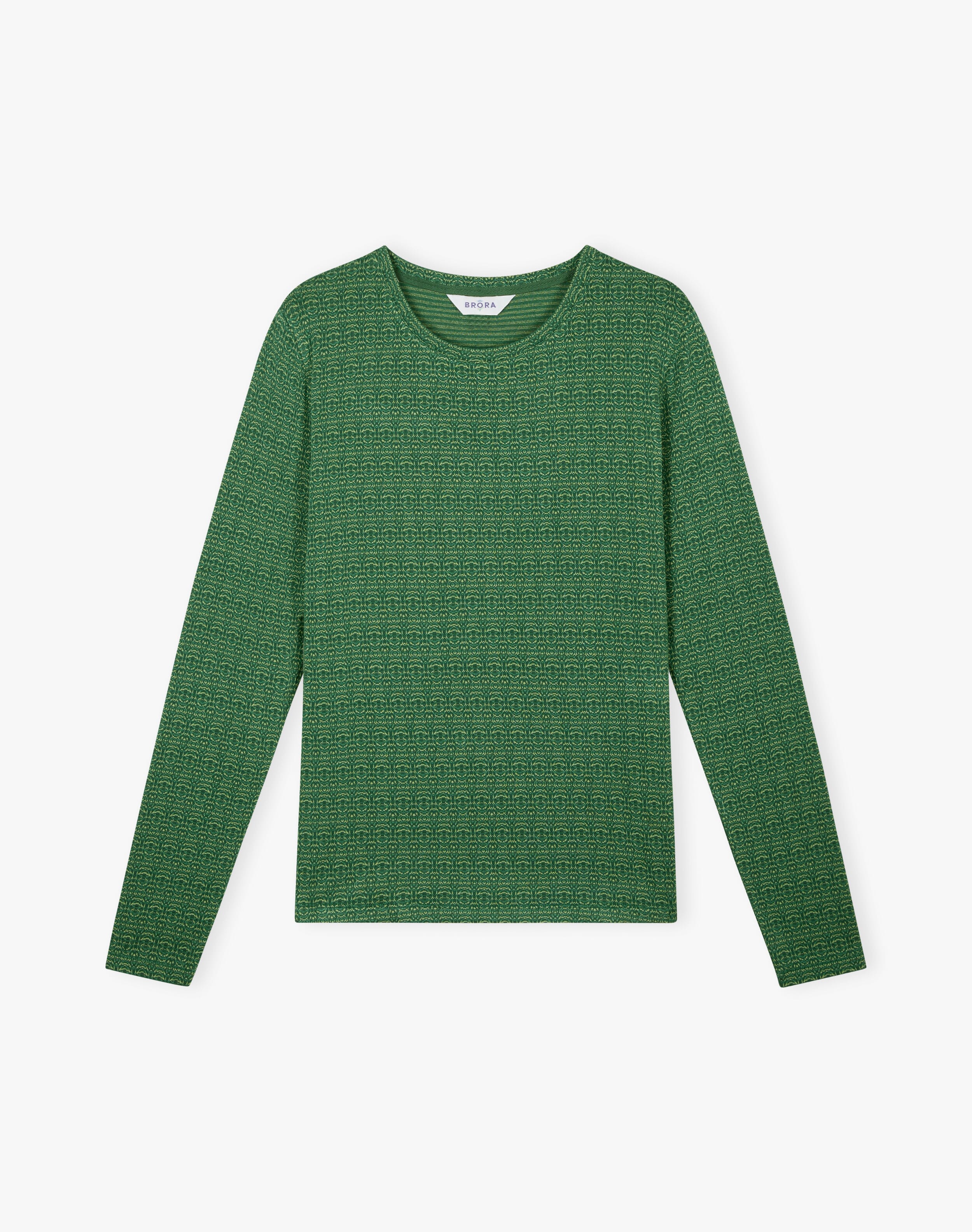 Textured Jersey T-Shirt in Pine | Brora Clearance | Womenswear