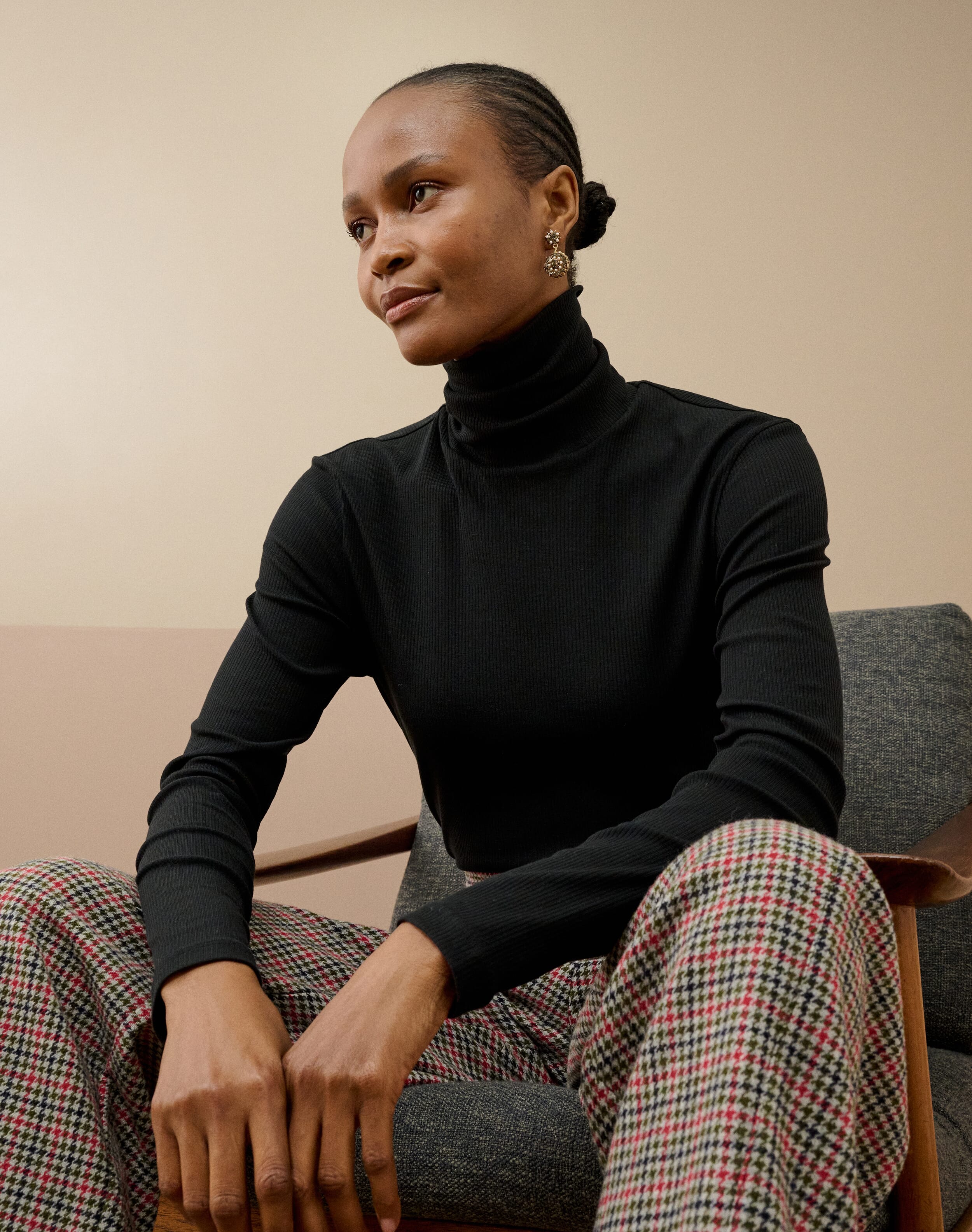 Brora Organic Cotton Ribbed Jersey Poloneck