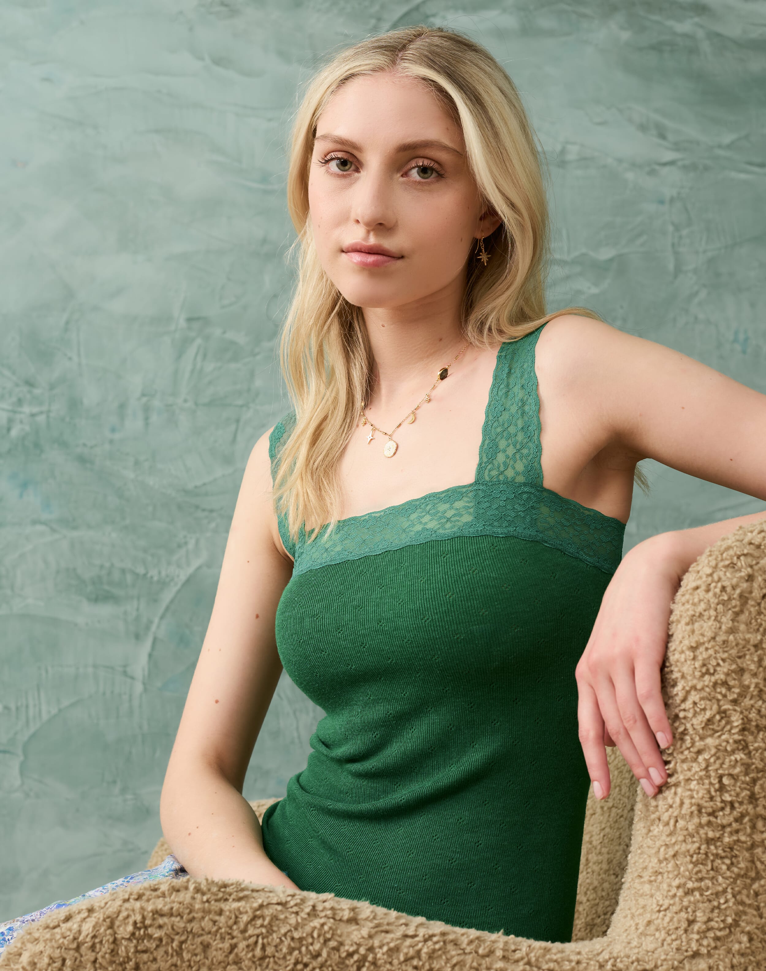 Lace Trim Camisole Malachite