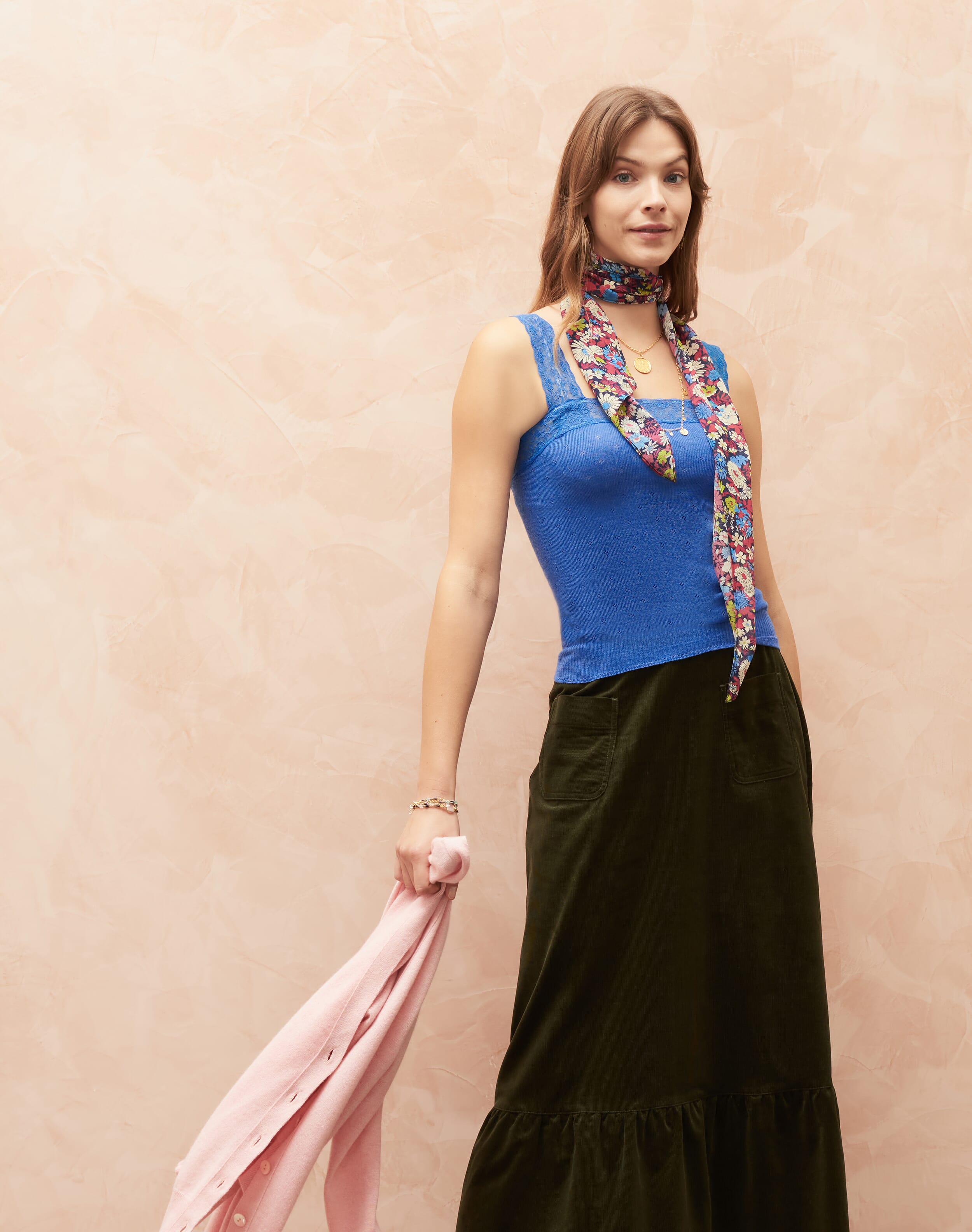 Pleated Lace Trim Camisole main image 1