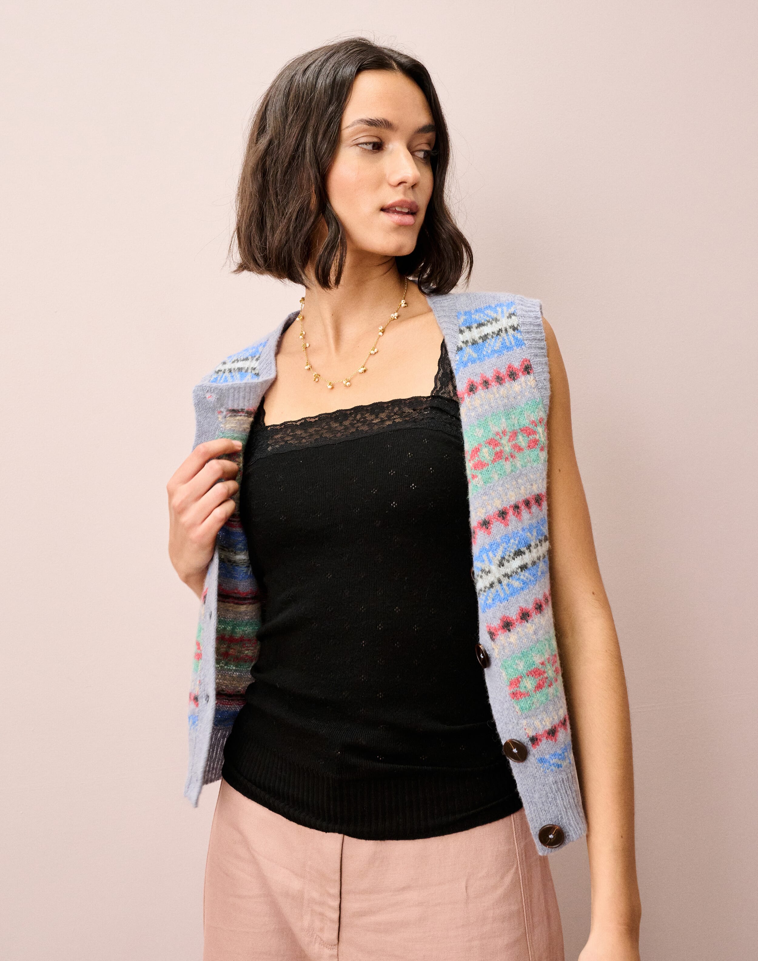 Lace Trim Camisole in Black | Womenswear | Brora Fashion