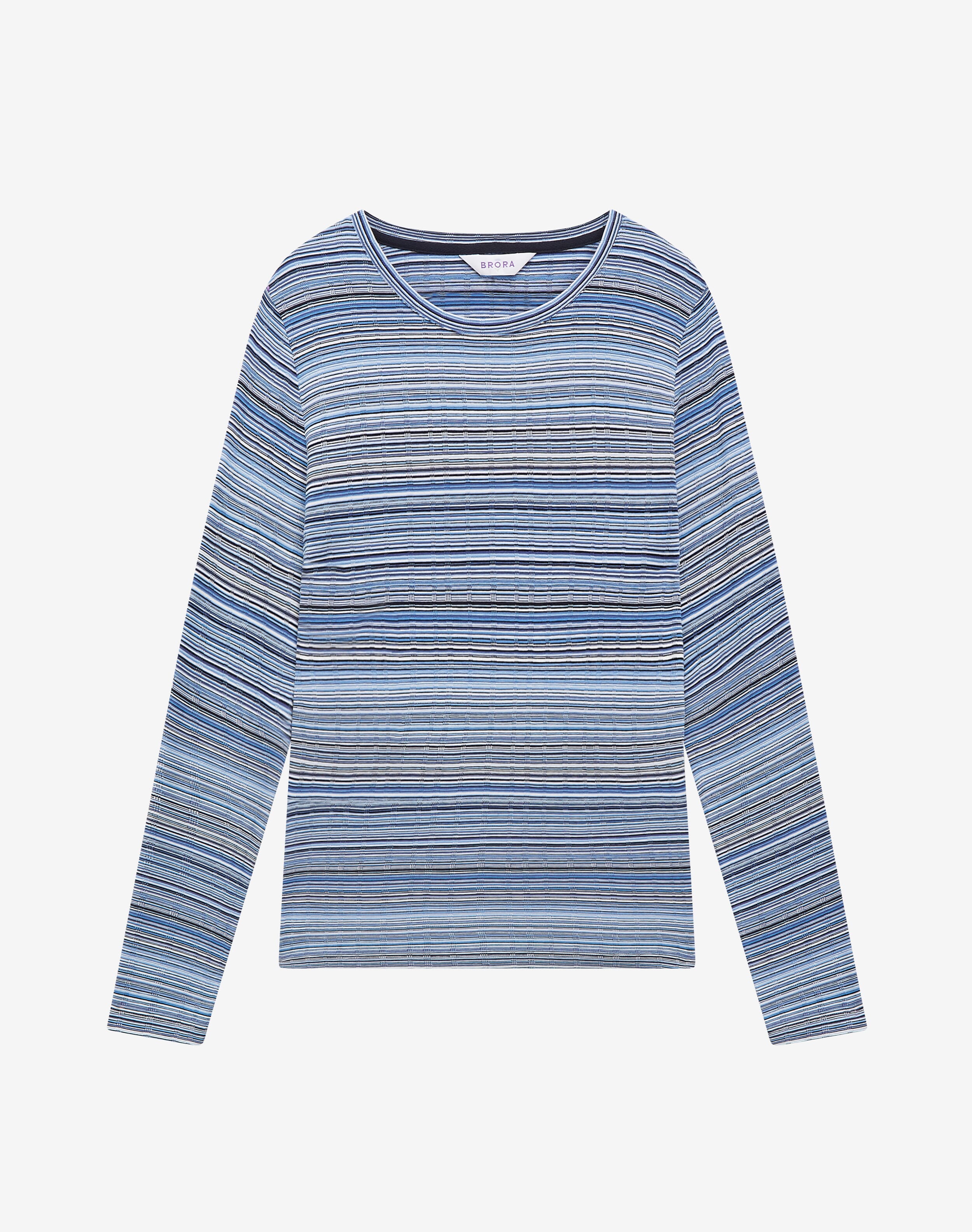 Fine Stripe Jersey T-Shirt in Lapis & Aqua | Brora