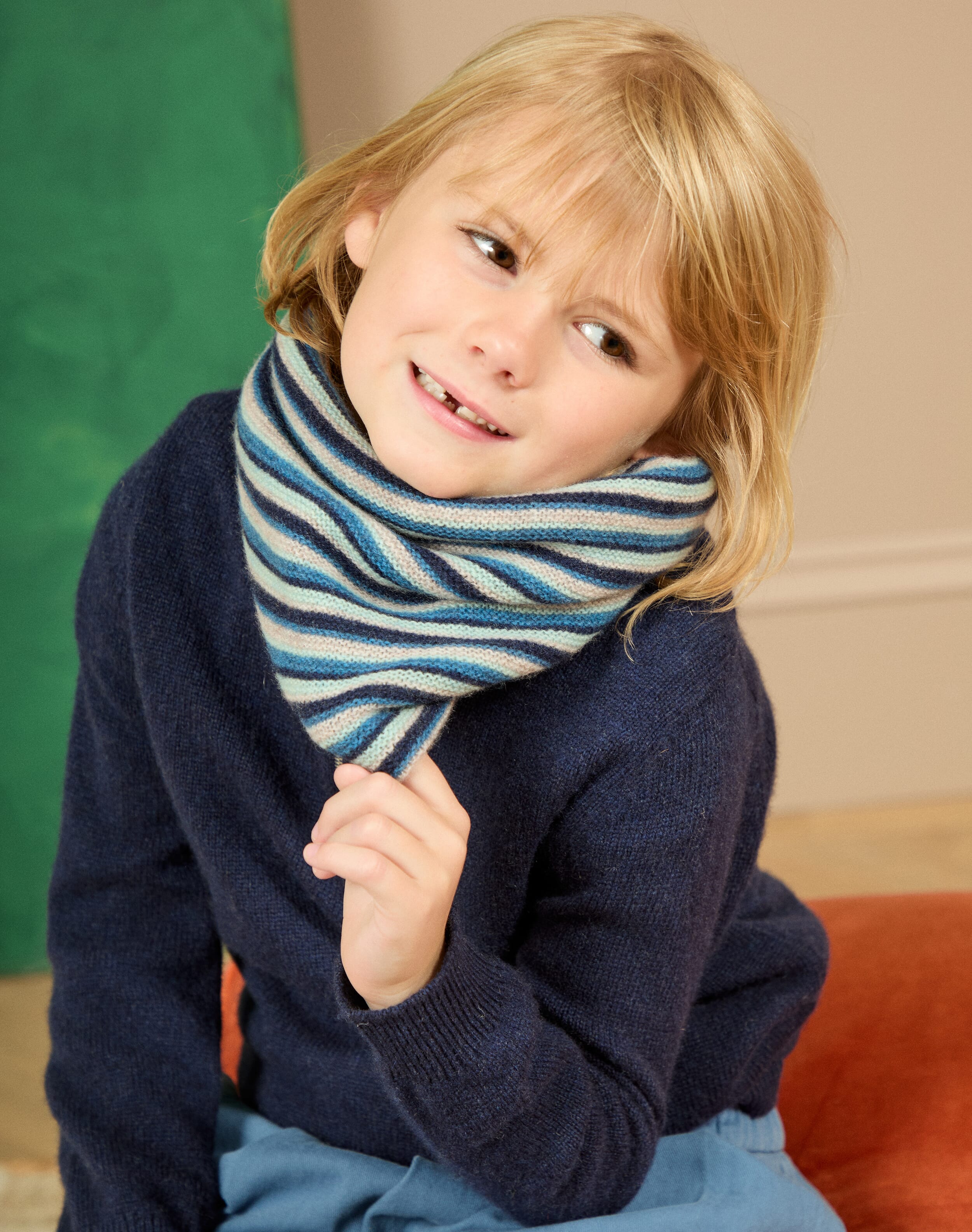 Brora Velvet Trim Botanic Wool Stole & wedgewood - 12