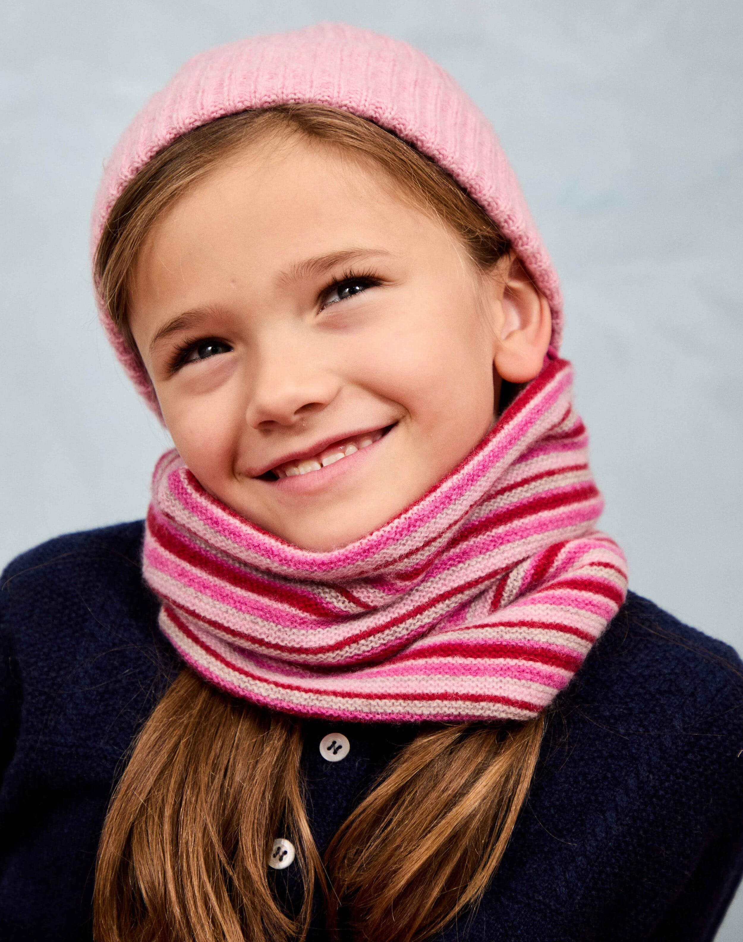 Brora Cashmere Stripy Snood Foxglove & Petal