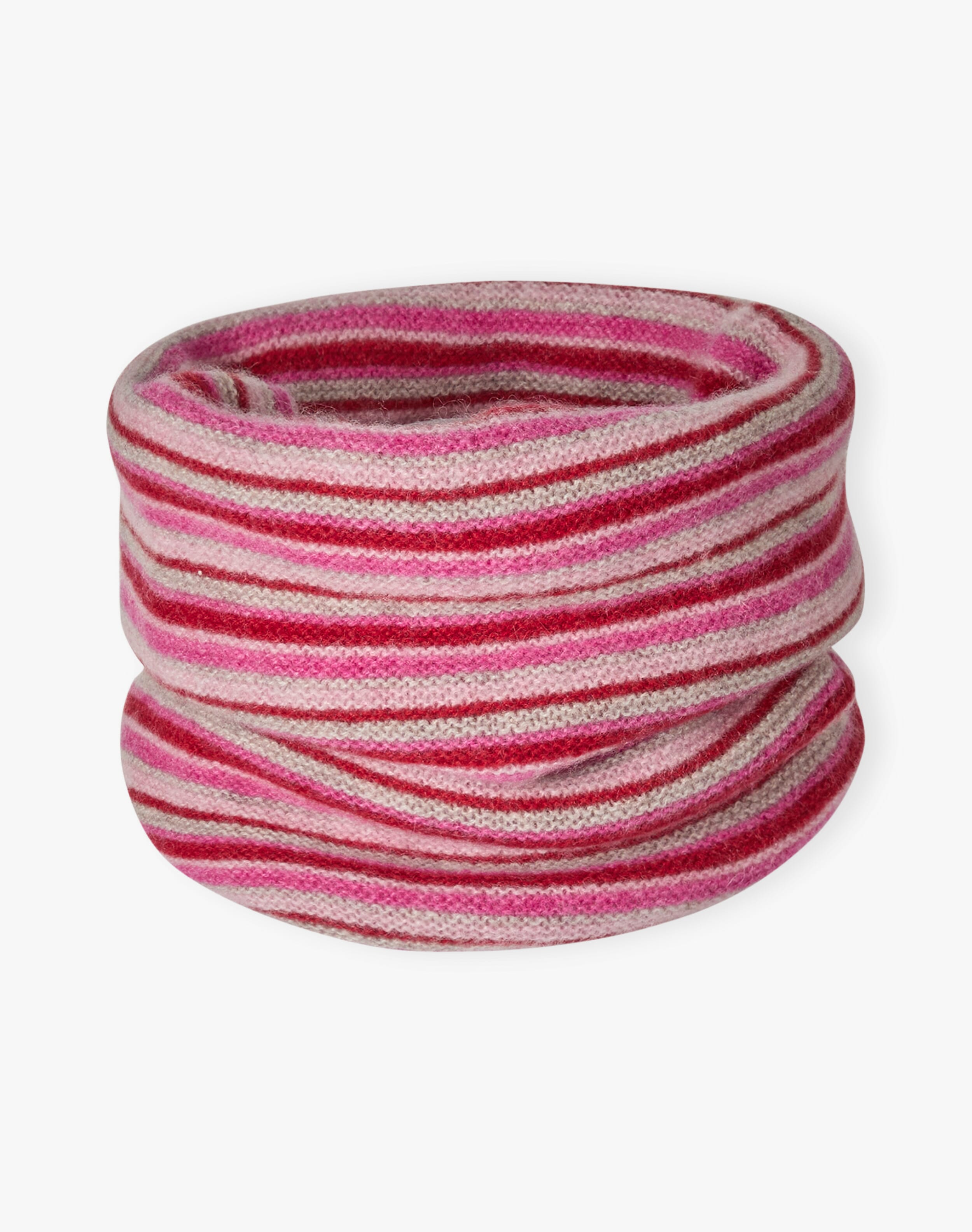 Children's Scottish Cashmere Stripy Snood in Foxglove & Petal