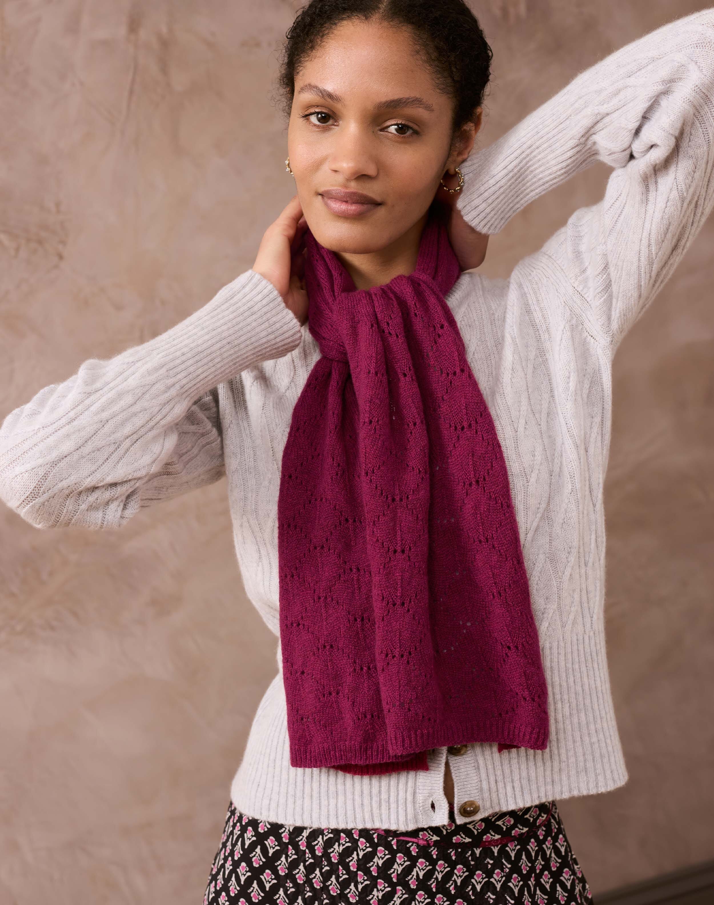 Brora Cashmere Pointelle Scarf Mulberry